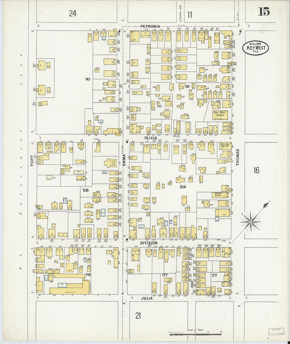 This old map of Key West, Monroe County, Florida was created by Sanborn Map Company in 1899
