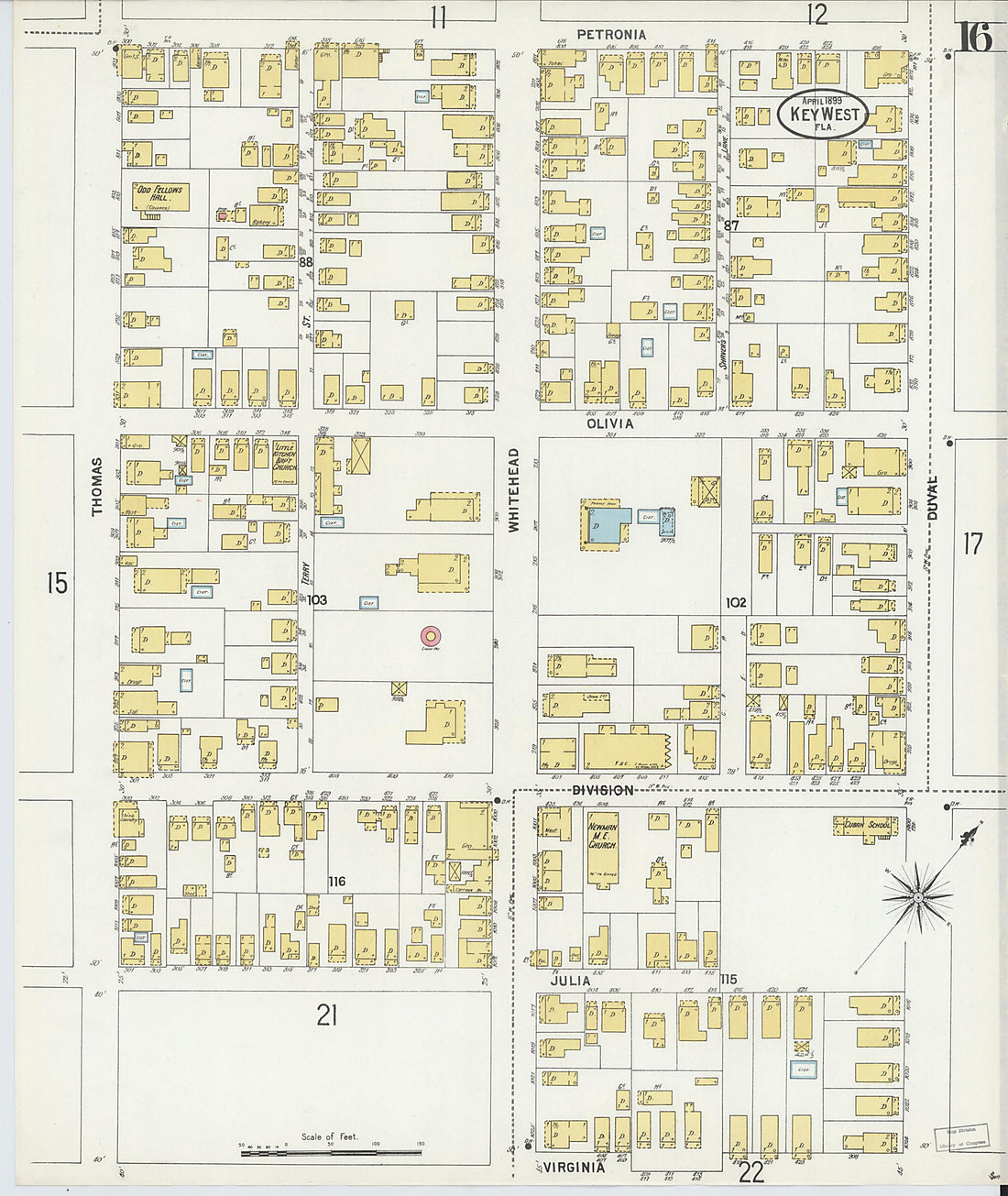 This old map of Key West, Monroe County, Florida was created by Sanborn Map Company in 1899