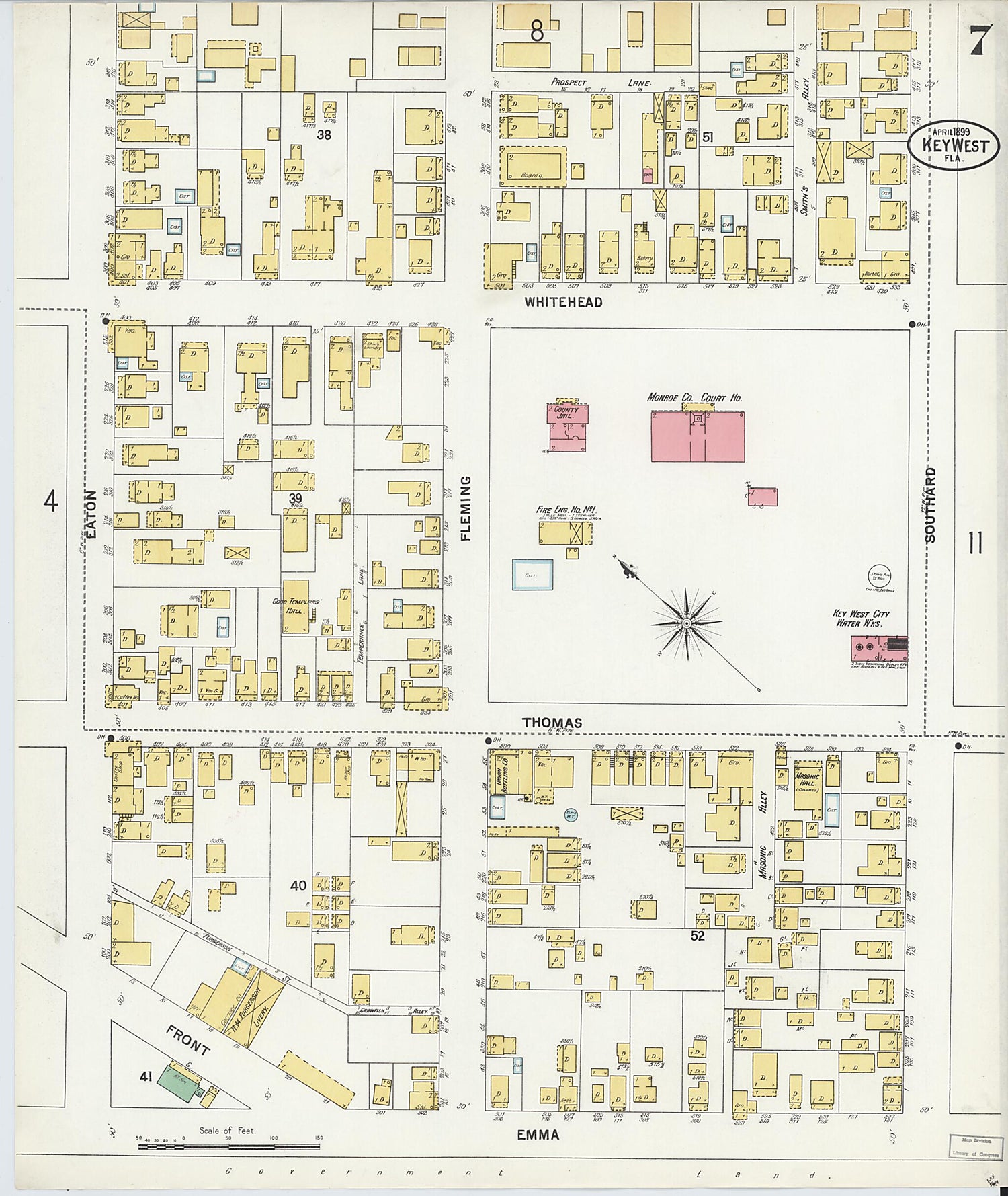 This old map of Key West, Monroe County, Florida was created by Sanborn Map Company in 1899