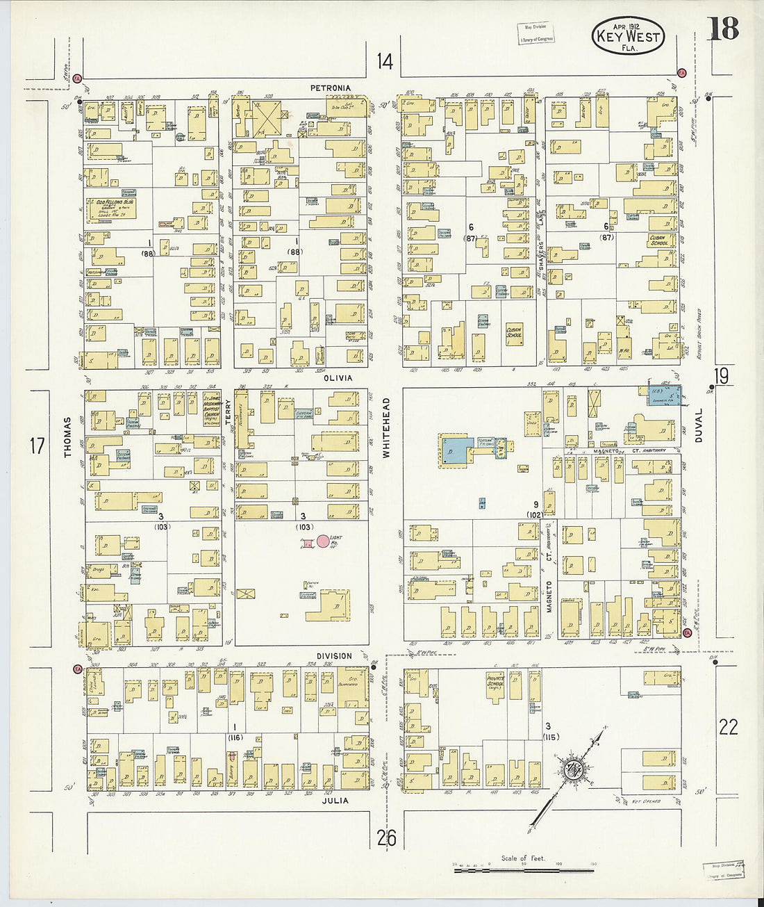 This old map of Key West, Monroe County, Florida was created by Sanborn Map Company in 1912