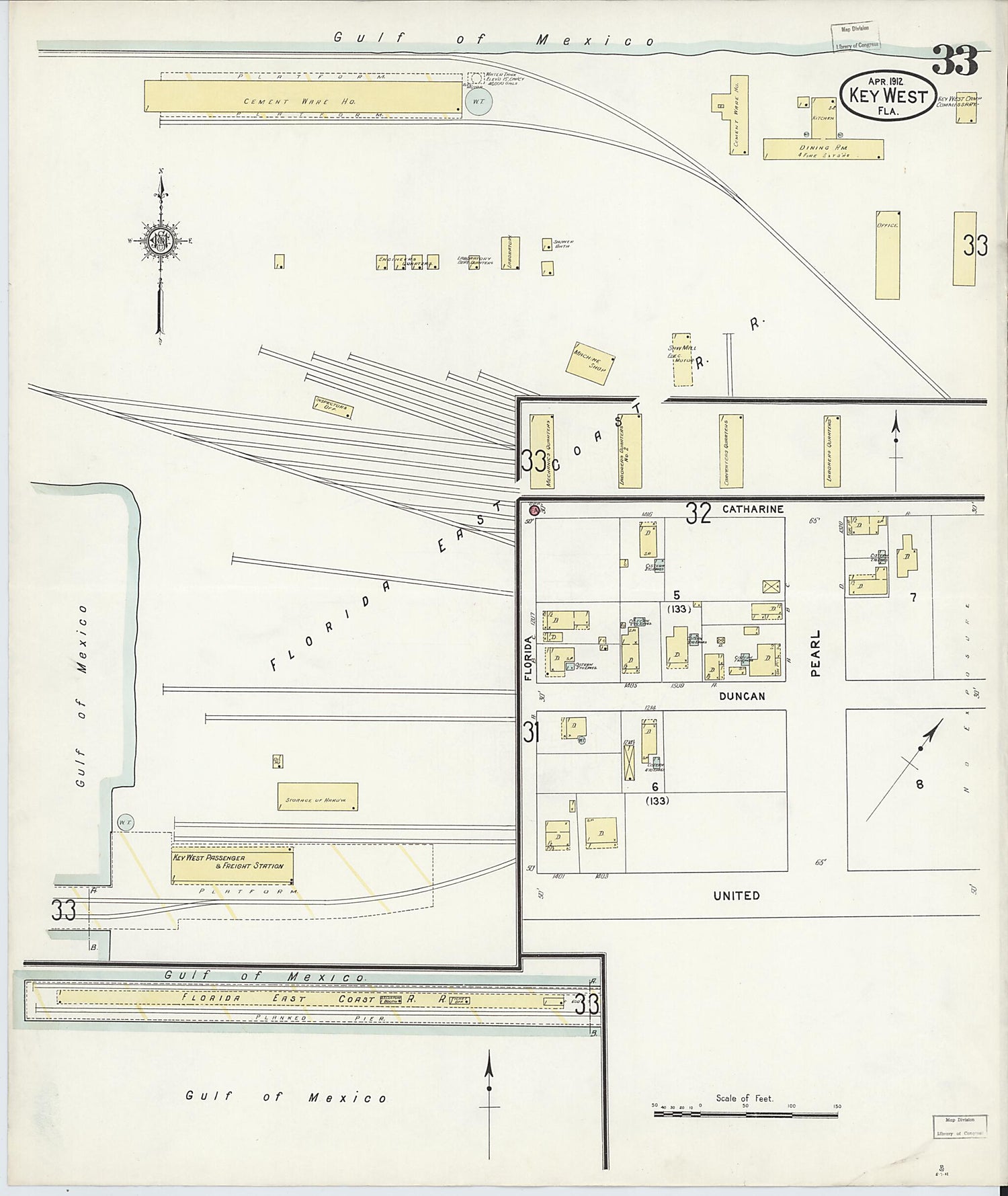 This old map of Key West, Monroe County, Florida was created by Sanborn Map Company in 1912