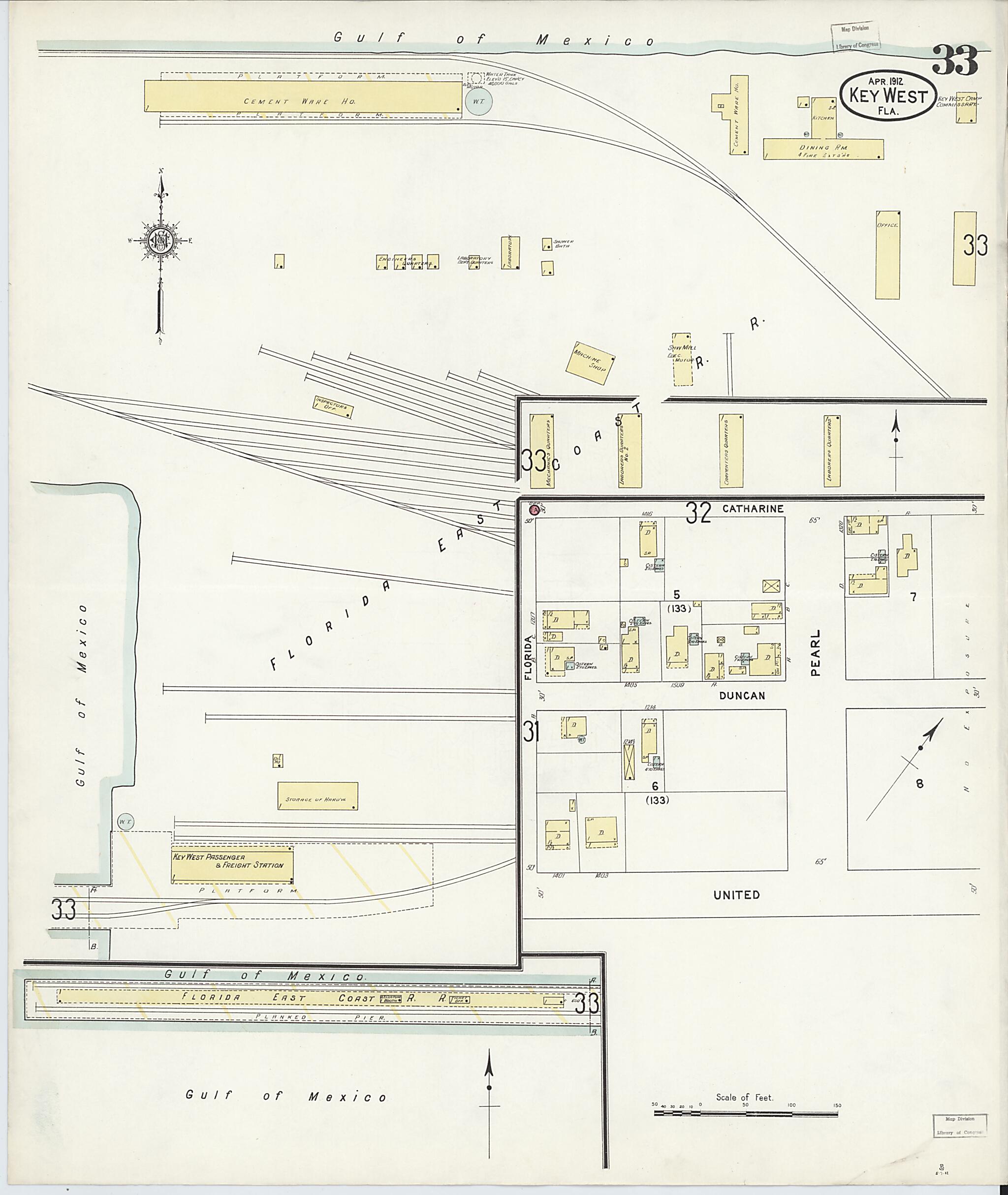 This old map of Key West, Monroe County, Florida was created by Sanborn Map Company in 1912