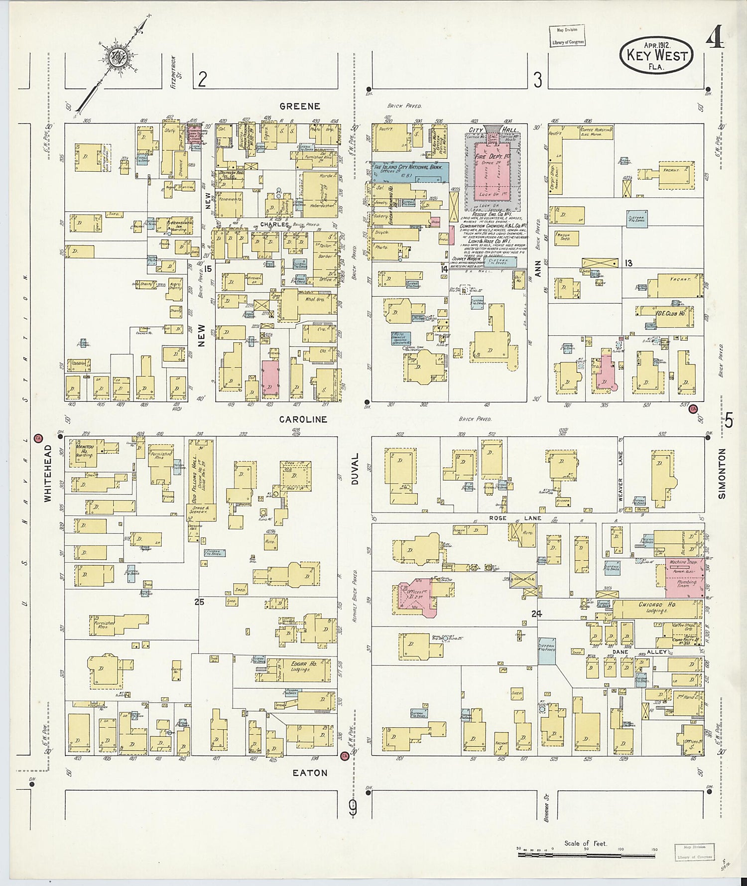 This old map of Key West, Monroe County, Florida was created by Sanborn Map Company in 1912