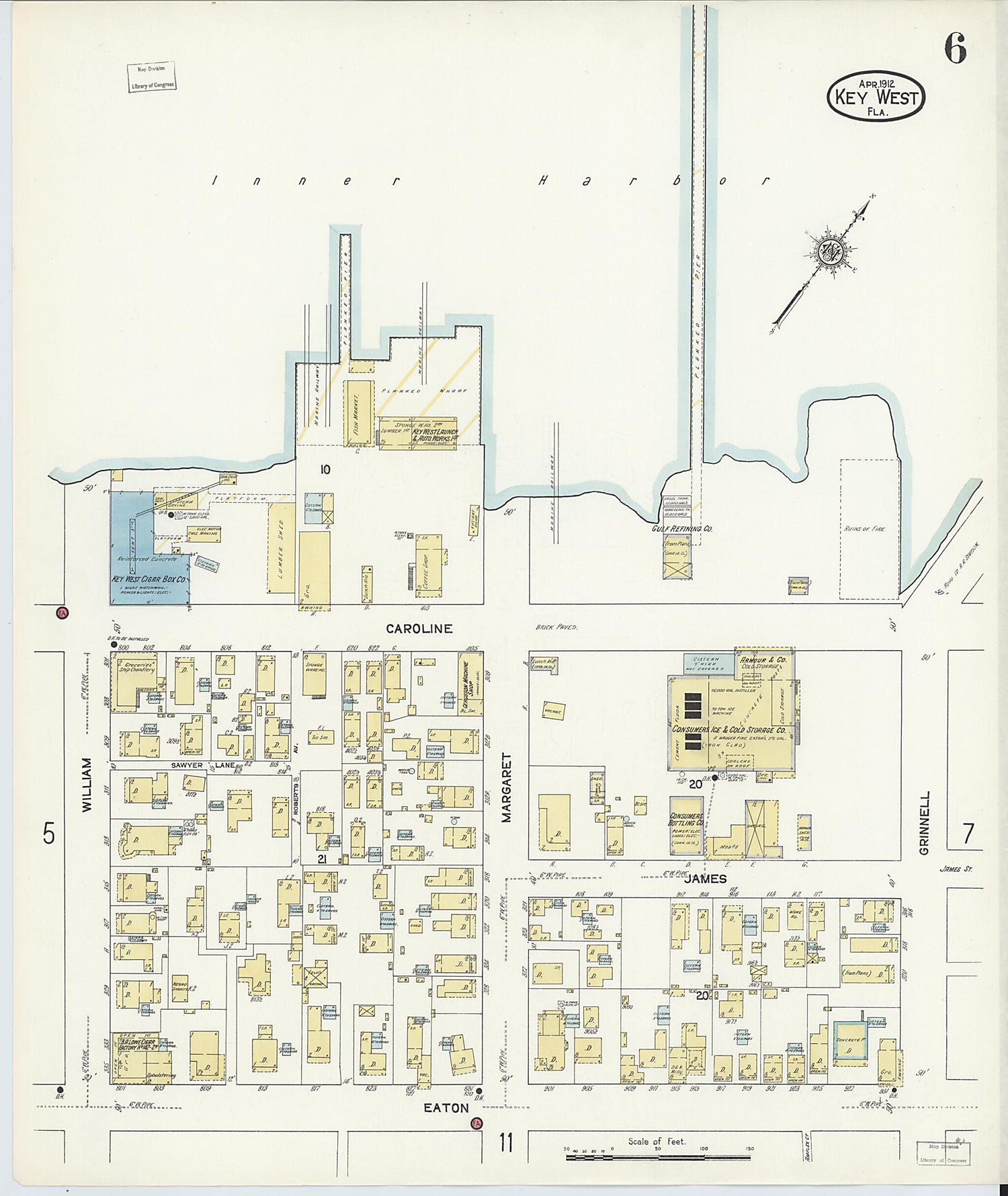 This old map of Key West, Monroe County, Florida was created by Sanborn Map Company in 1912