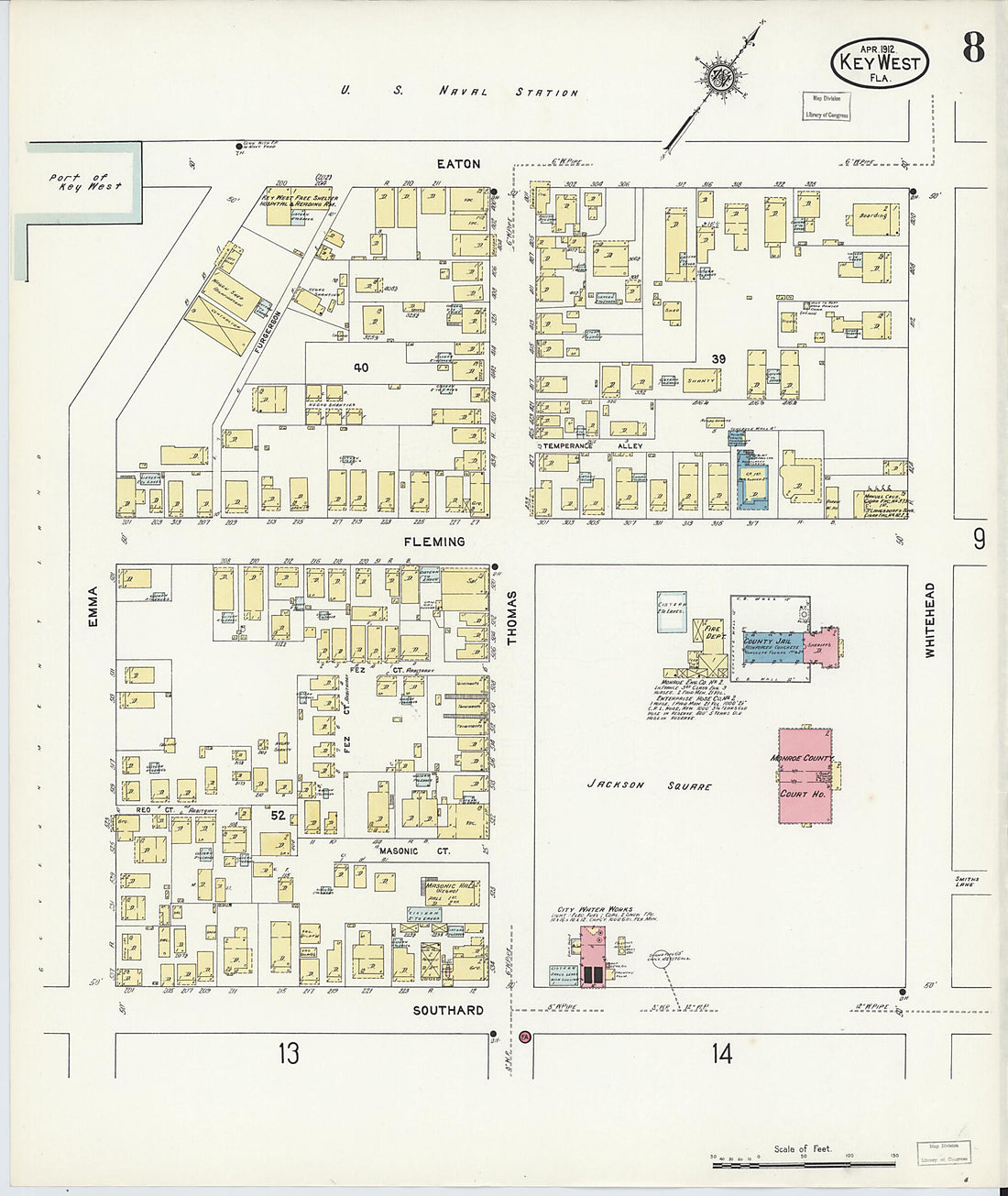 This old map of Key West, Monroe County, Florida was created by Sanborn Map Company in 1912
