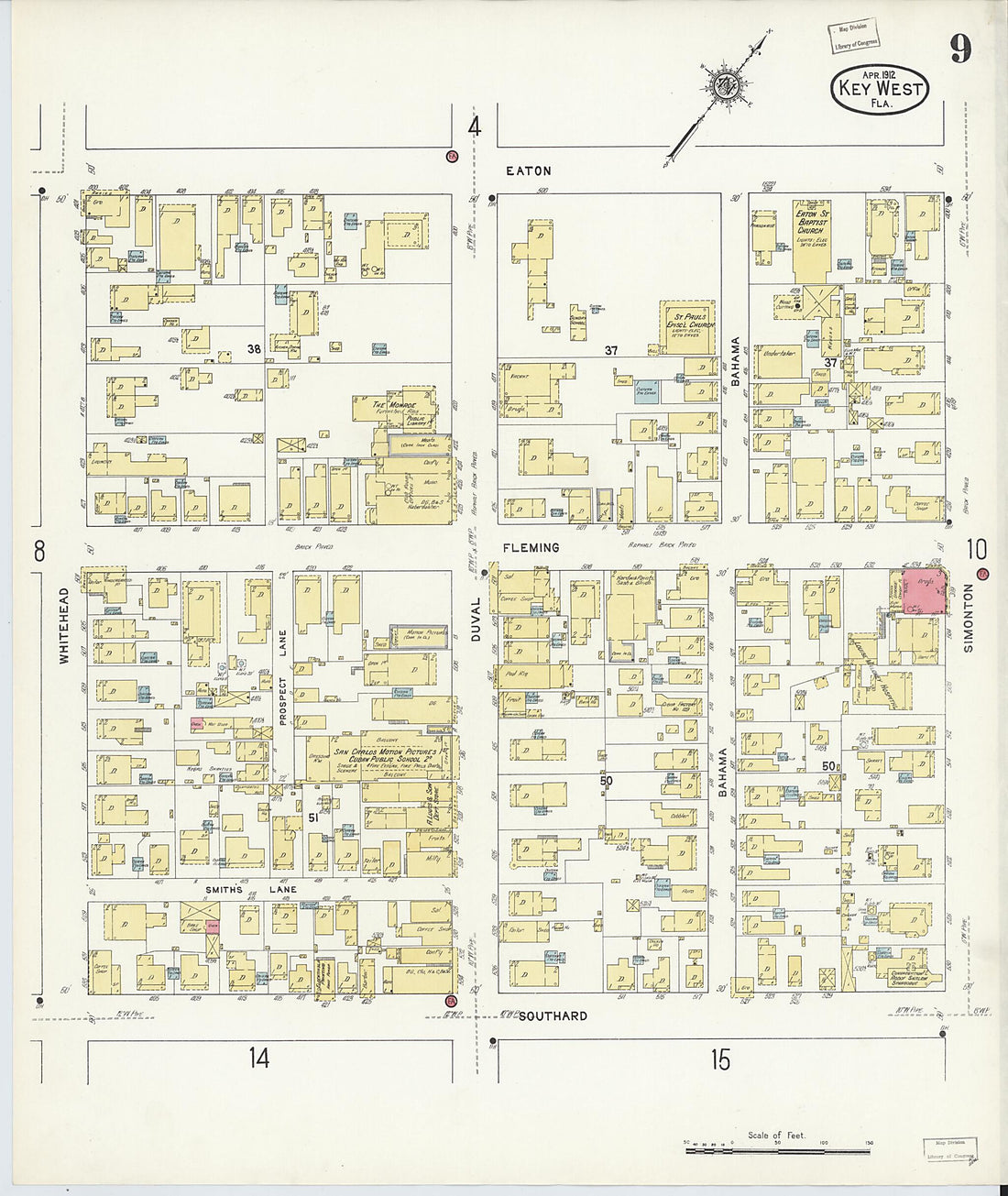 This old map of Key West, Monroe County, Florida was created by Sanborn Map Company in 1912