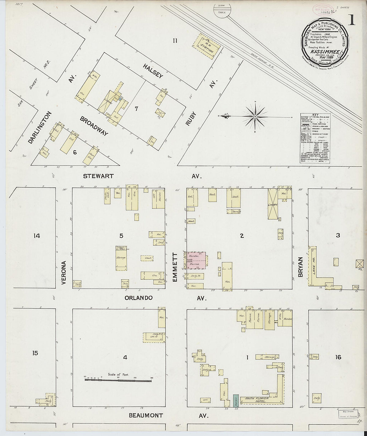 Kissimmee, Osceola County, Florida 1889 (Sheet 1 of 2) by Relic Map Company
