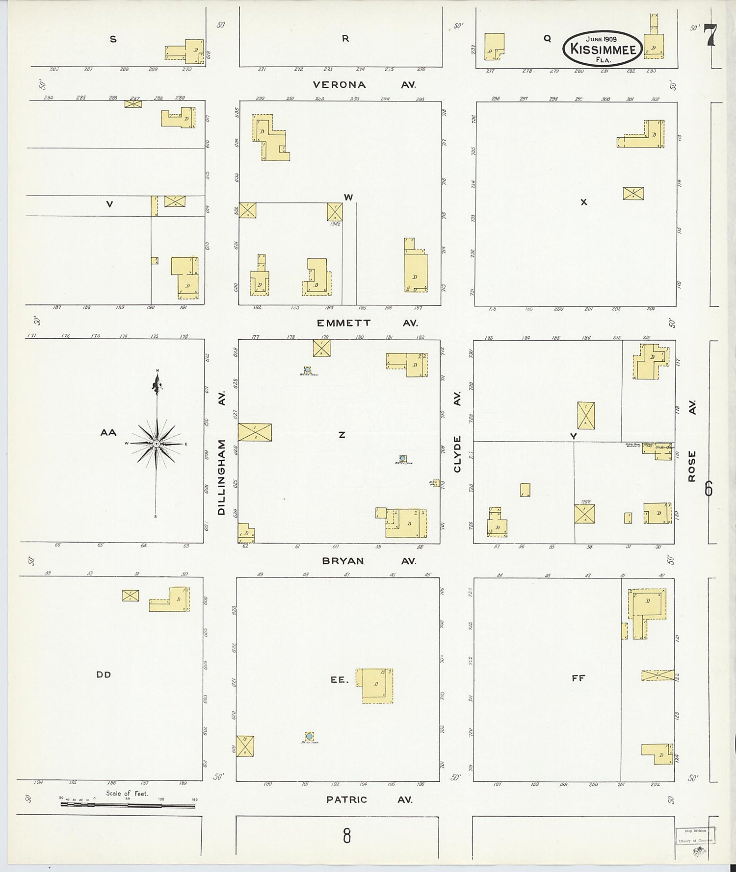 This old map of Kissimmee, Osceola County, Florida was created by Sanborn Map Company in 1909