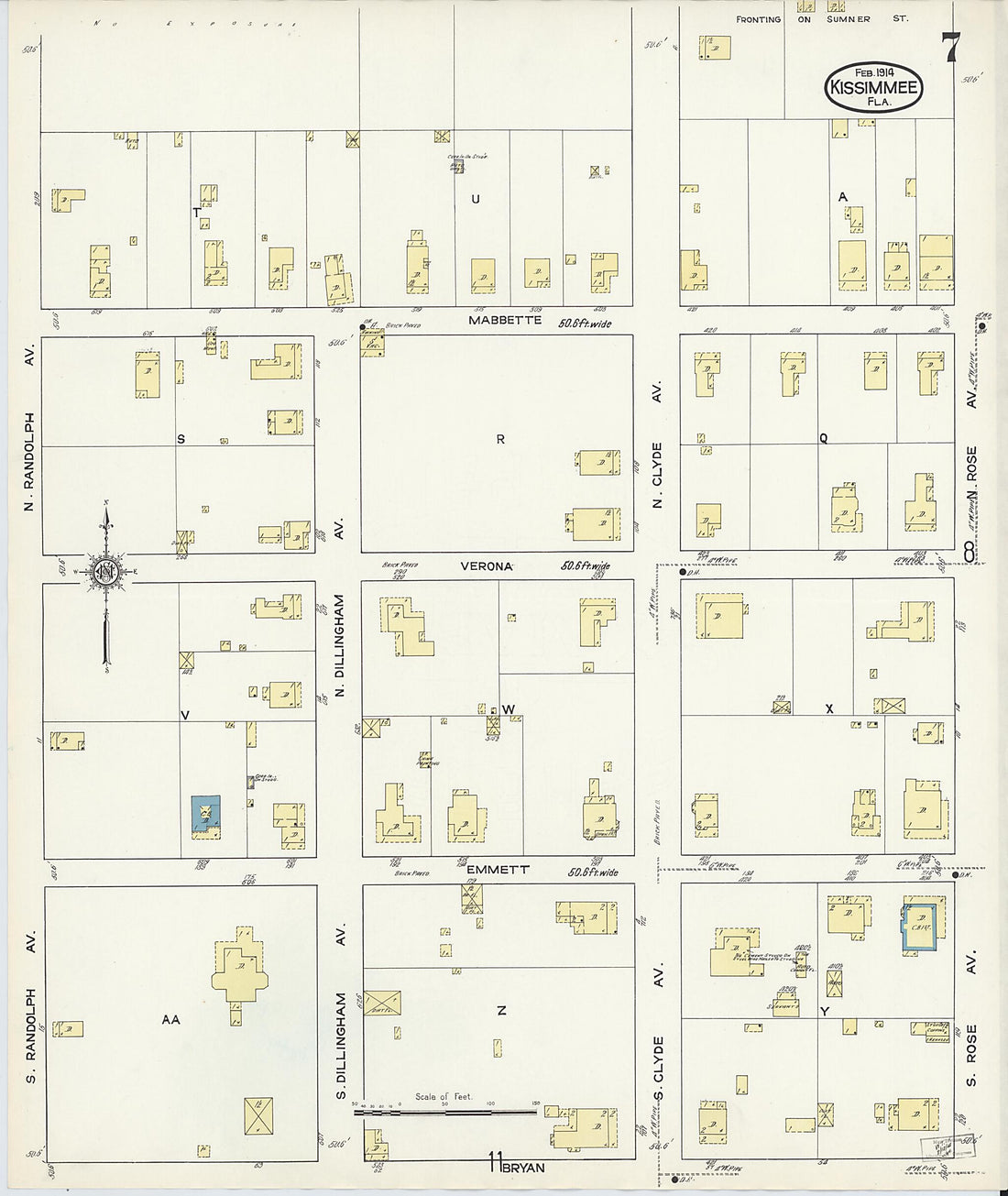 This old map of Kissimmee, Osceola County, Florida was created by Sanborn Map Company in 1914