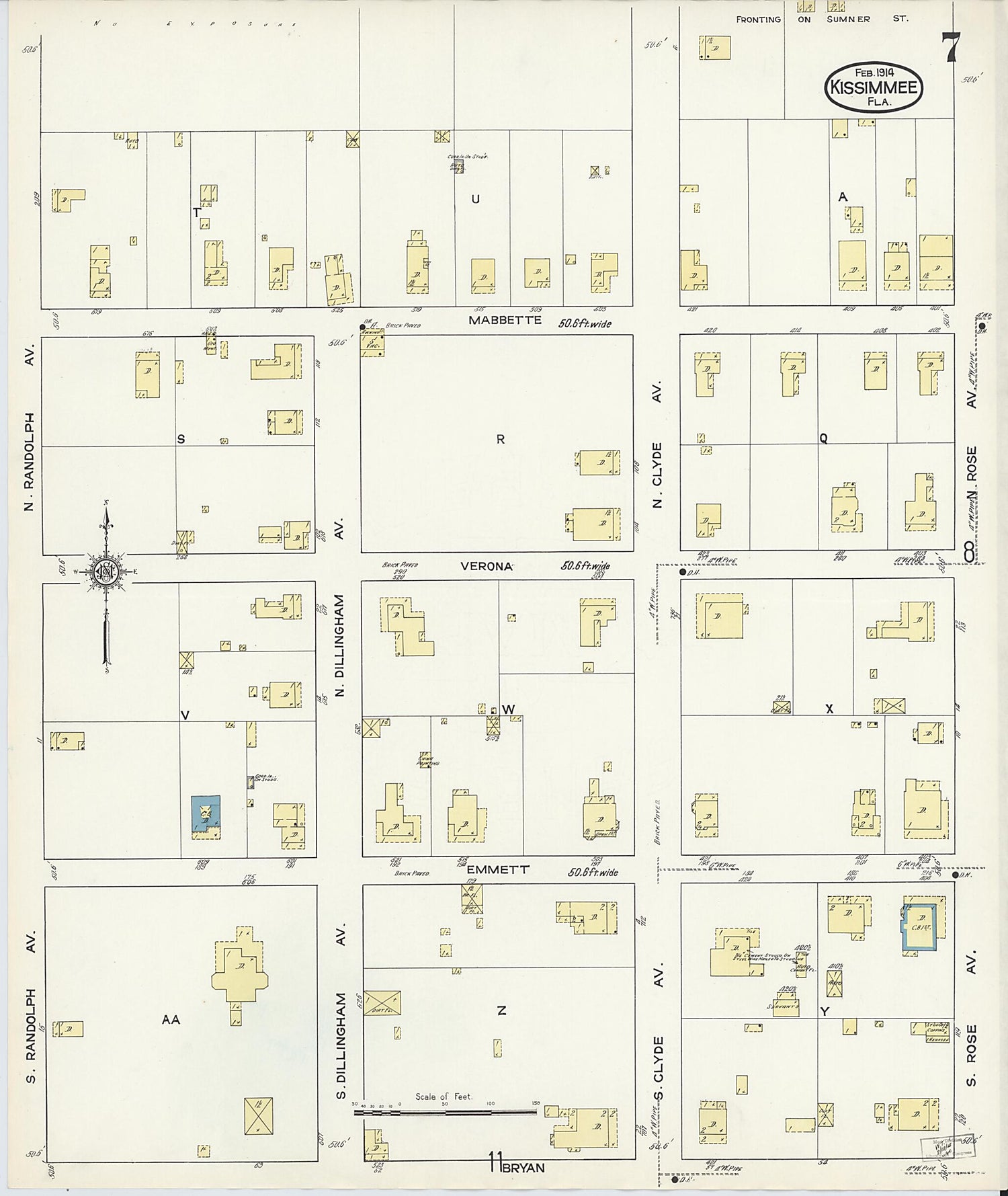 This old map of Kissimmee, Osceola County, Florida was created by Sanborn Map Company in 1914