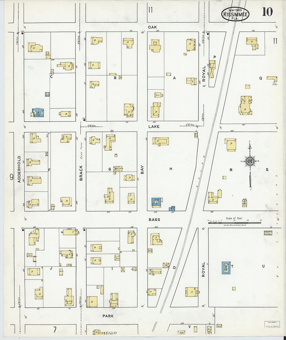 This old map of Kissimmee, Osceola County, Florida was created by Sanborn Map Company in 1920
