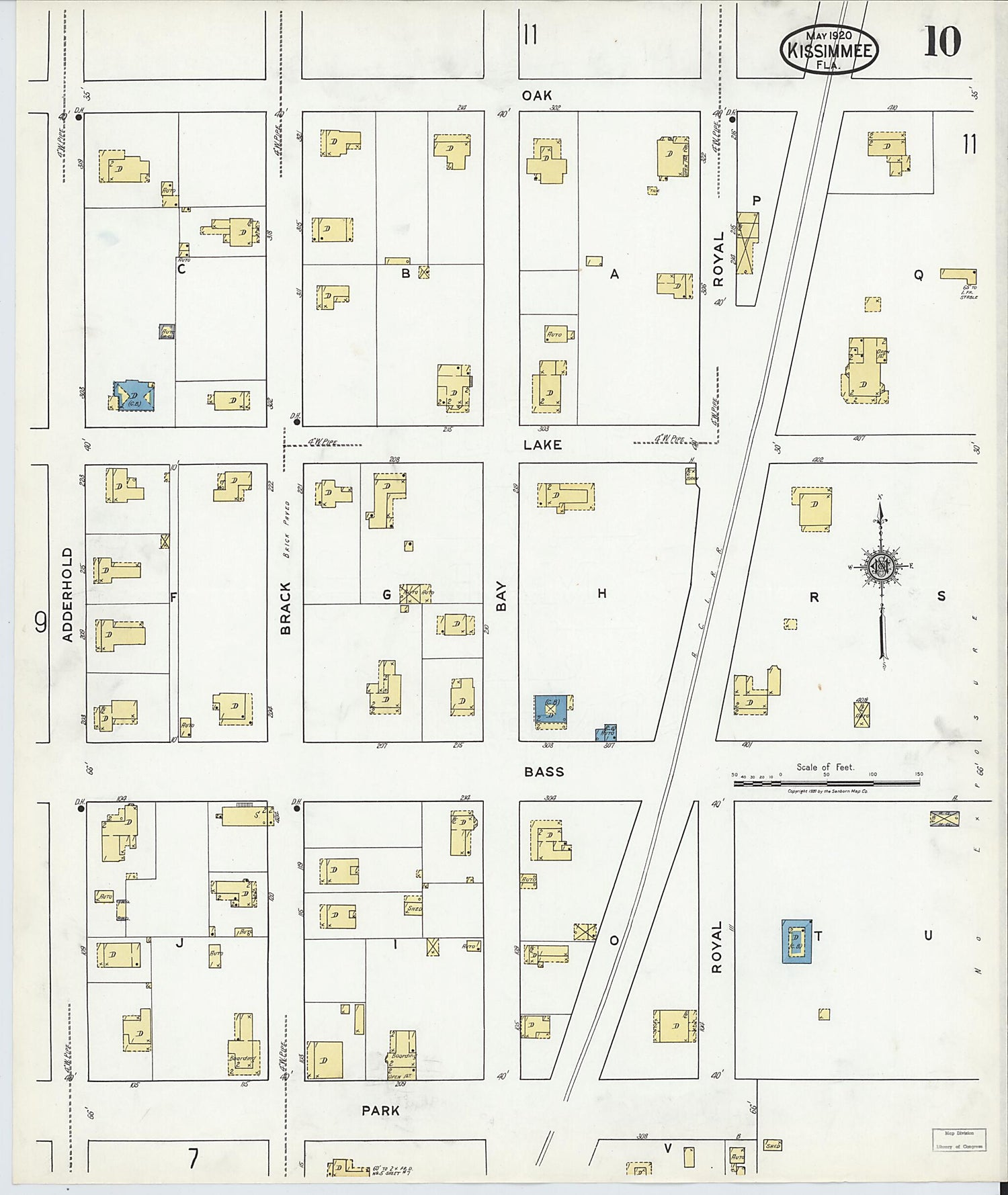 This old map of Kissimmee, Osceola County, Florida was created by Sanborn Map Company in 1920