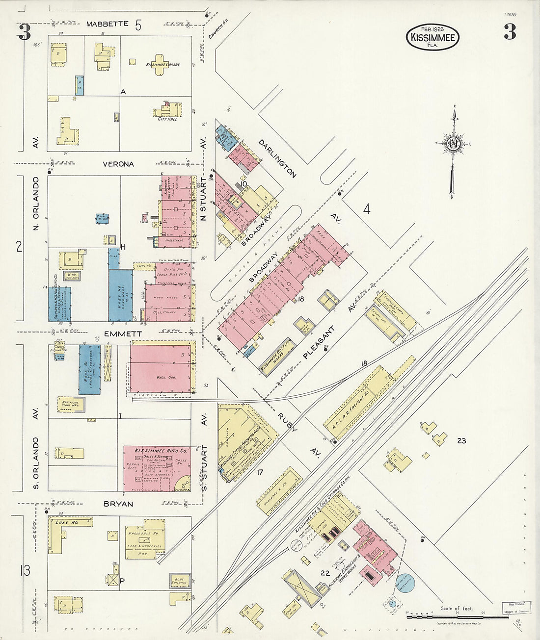 This old map of Kissimmee, Osceola County, Florida was created by Sanborn Map Company in 1926