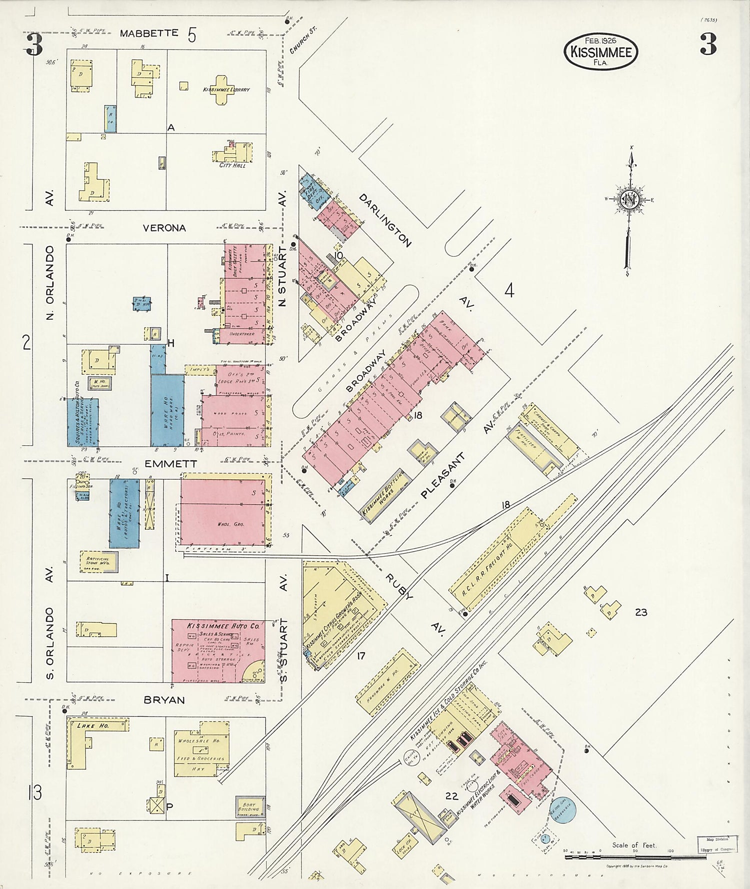 This old map of Kissimmee, Osceola County, Florida was created by Sanborn Map Company in 1926