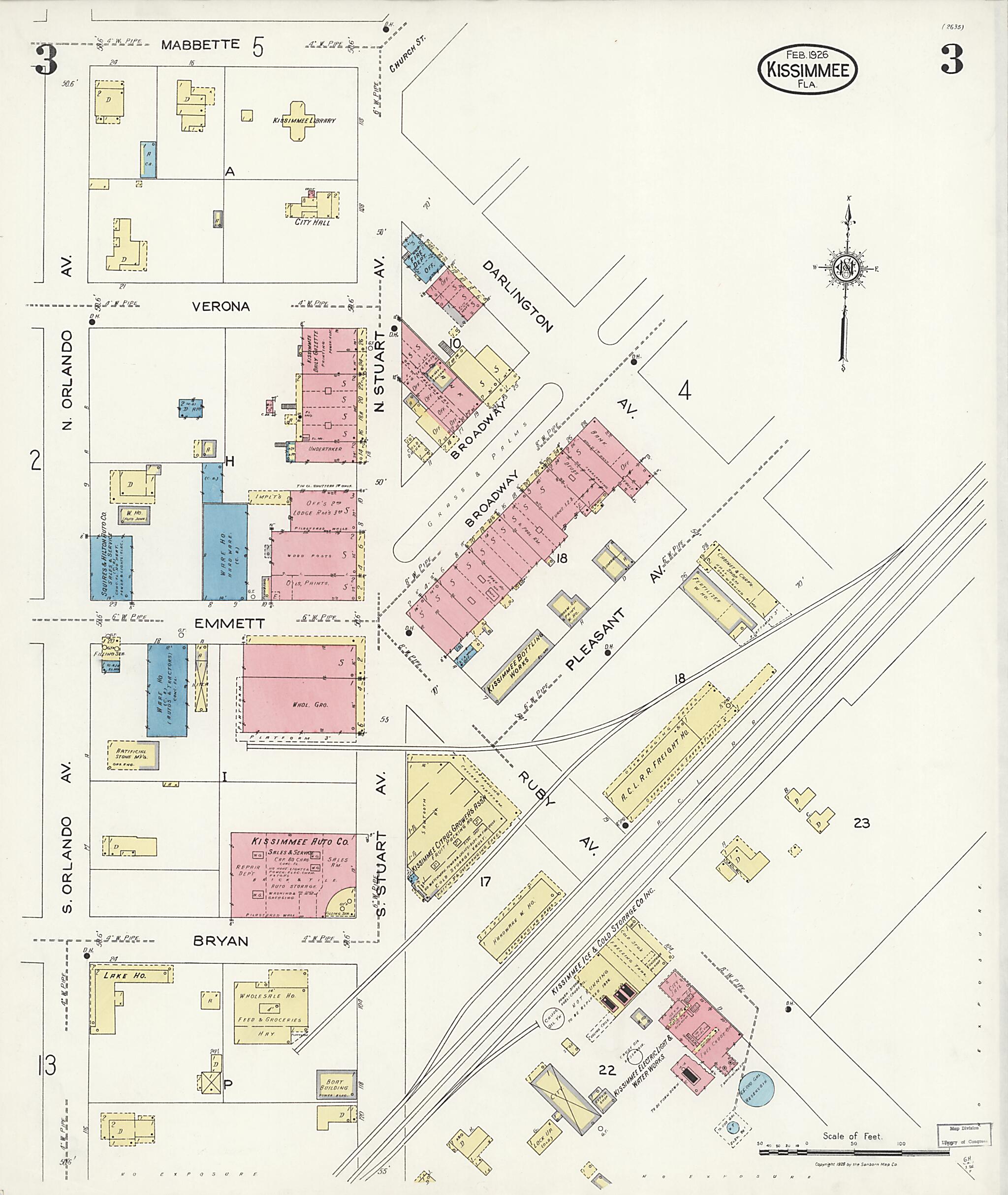 This old map of Kissimmee, Osceola County, Florida was created by Sanborn Map Company in 1926