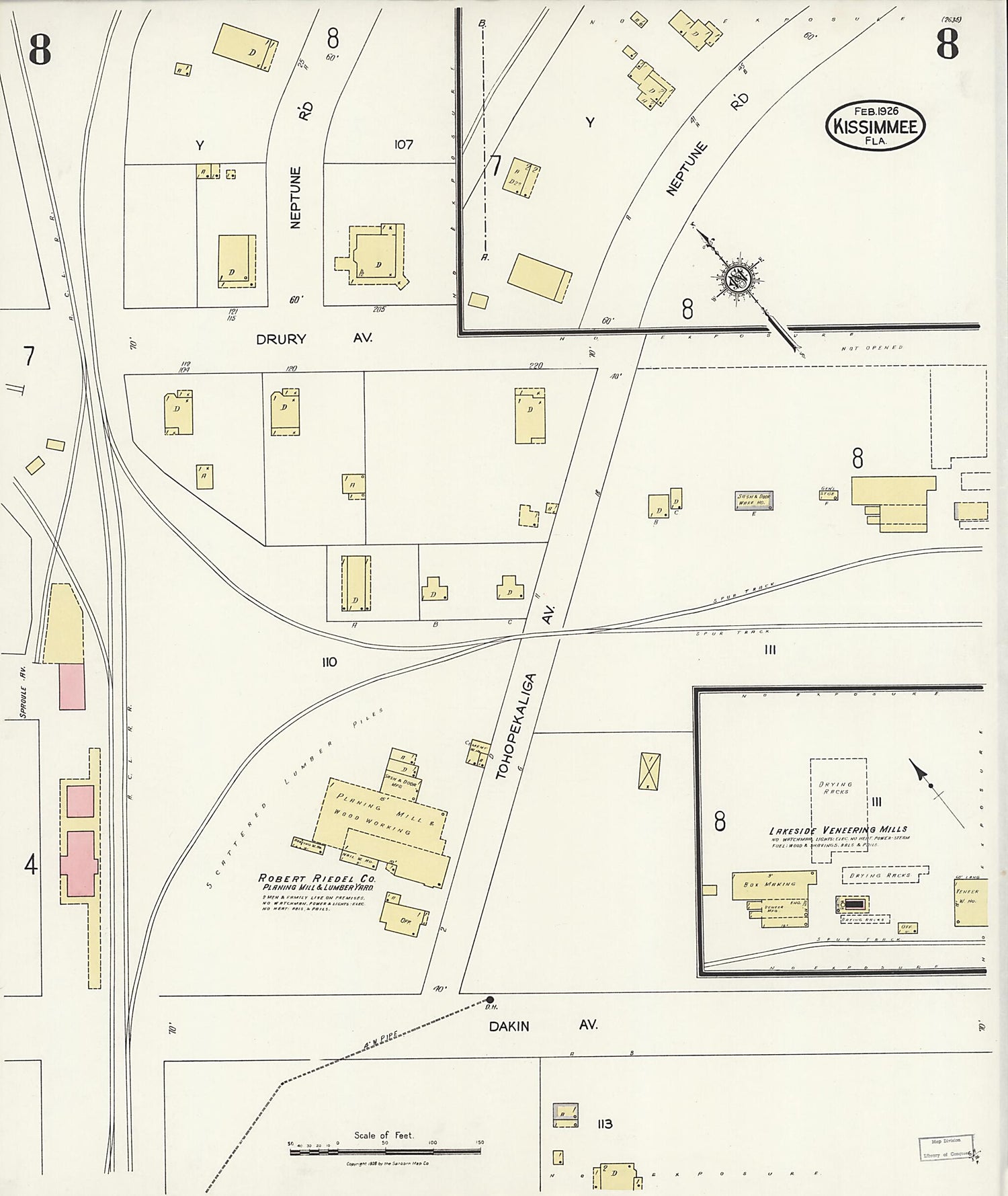 This old map of Kissimmee, Osceola County, Florida was created by Sanborn Map Company in 1926