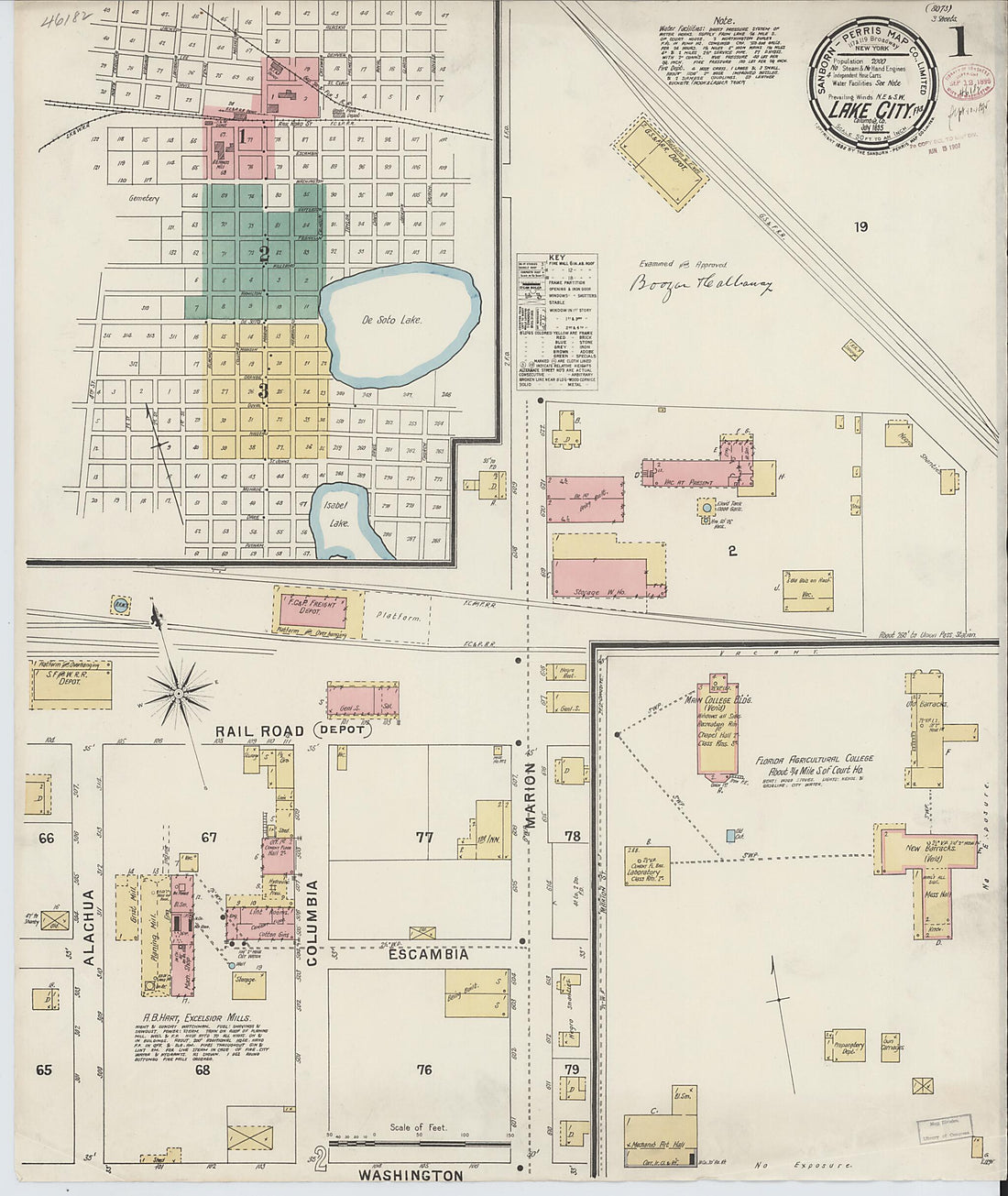 This old map of Lake City, Columbia County, Florida was created by Sanborn Map Company in 1895