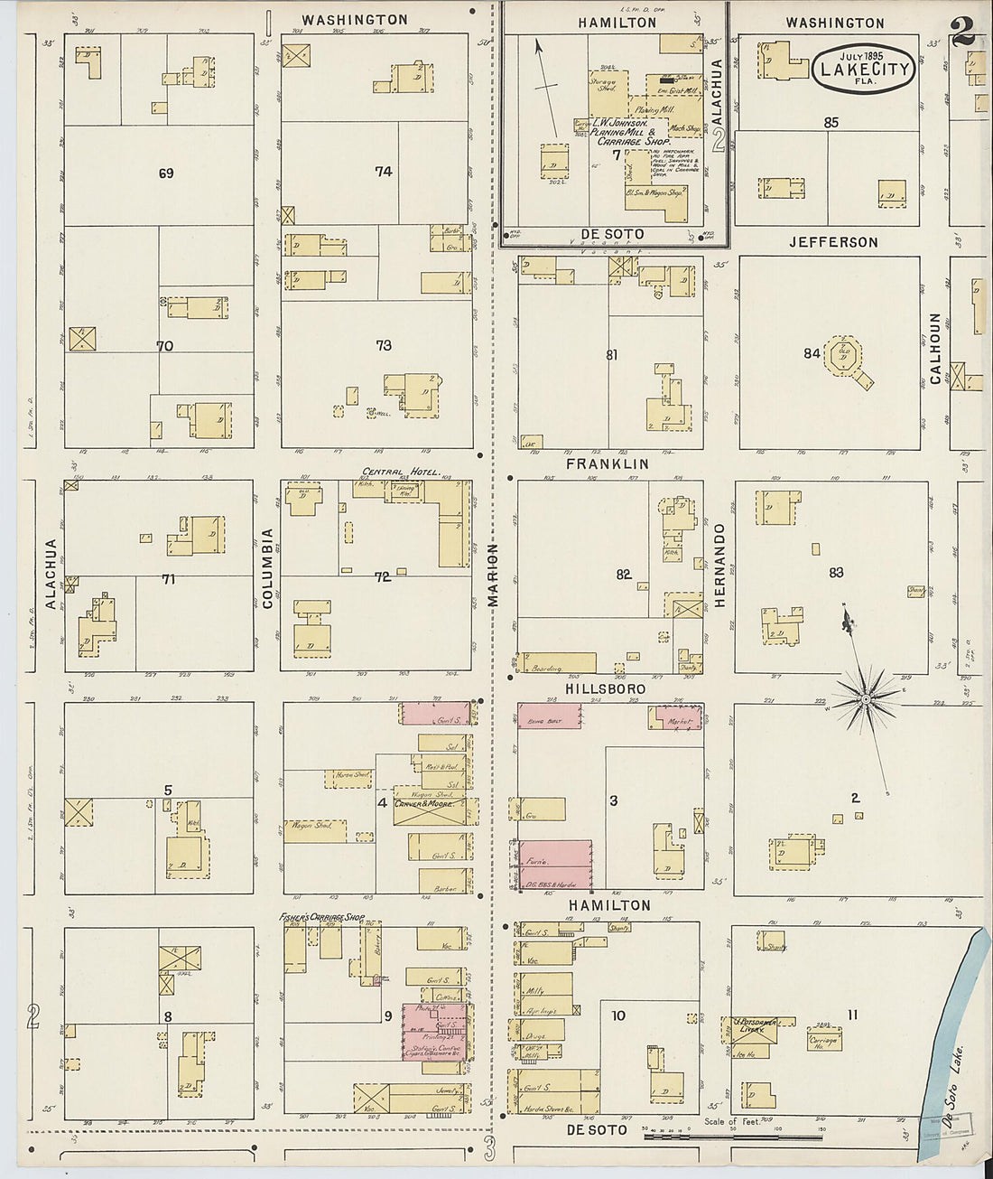 This old map of Lake City, Columbia County, Florida was created by Sanborn Map Company in 1895
