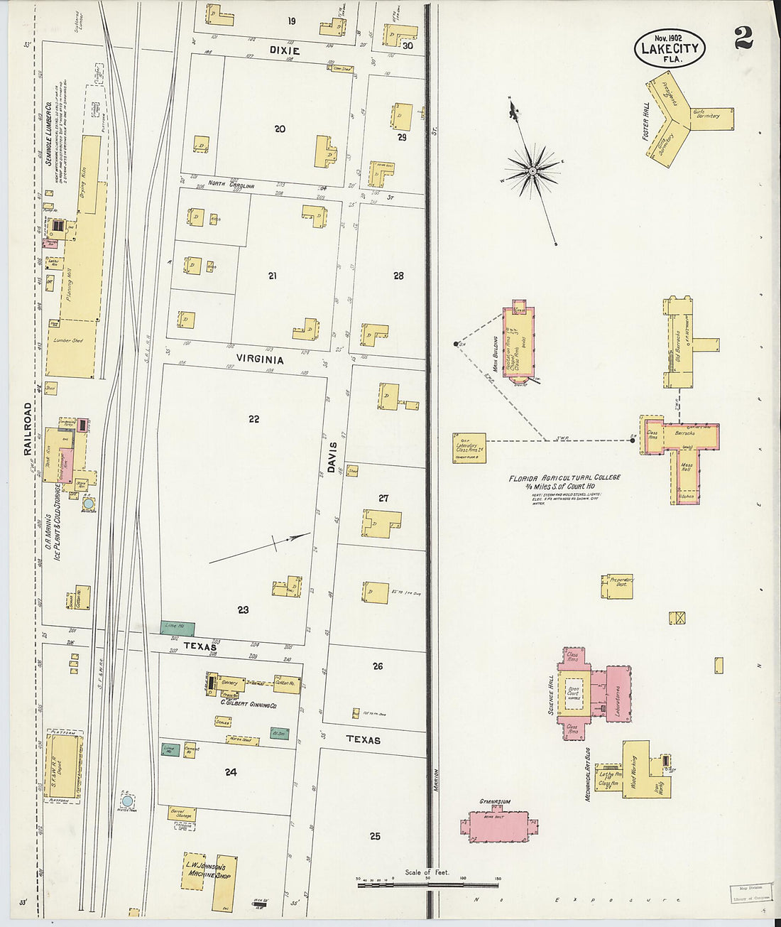 This old map of Lake City, Columbia County, Florida was created by Sanborn Map Company in 1902