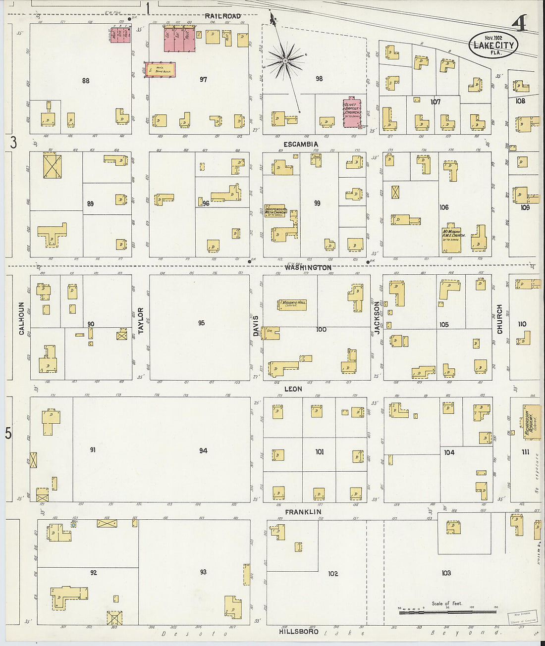 This old map of Lake City, Columbia County, Florida was created by Sanborn Map Company in 1902