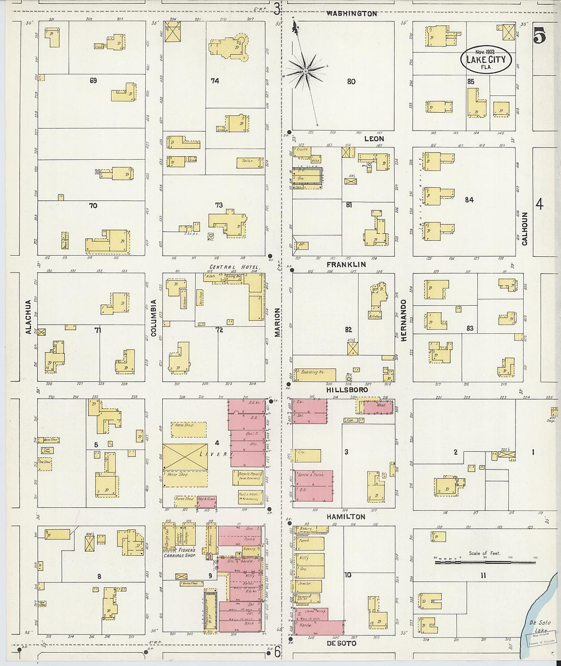 This old map of Lake City, Columbia County, Florida was created by Sanborn Map Company in 1902