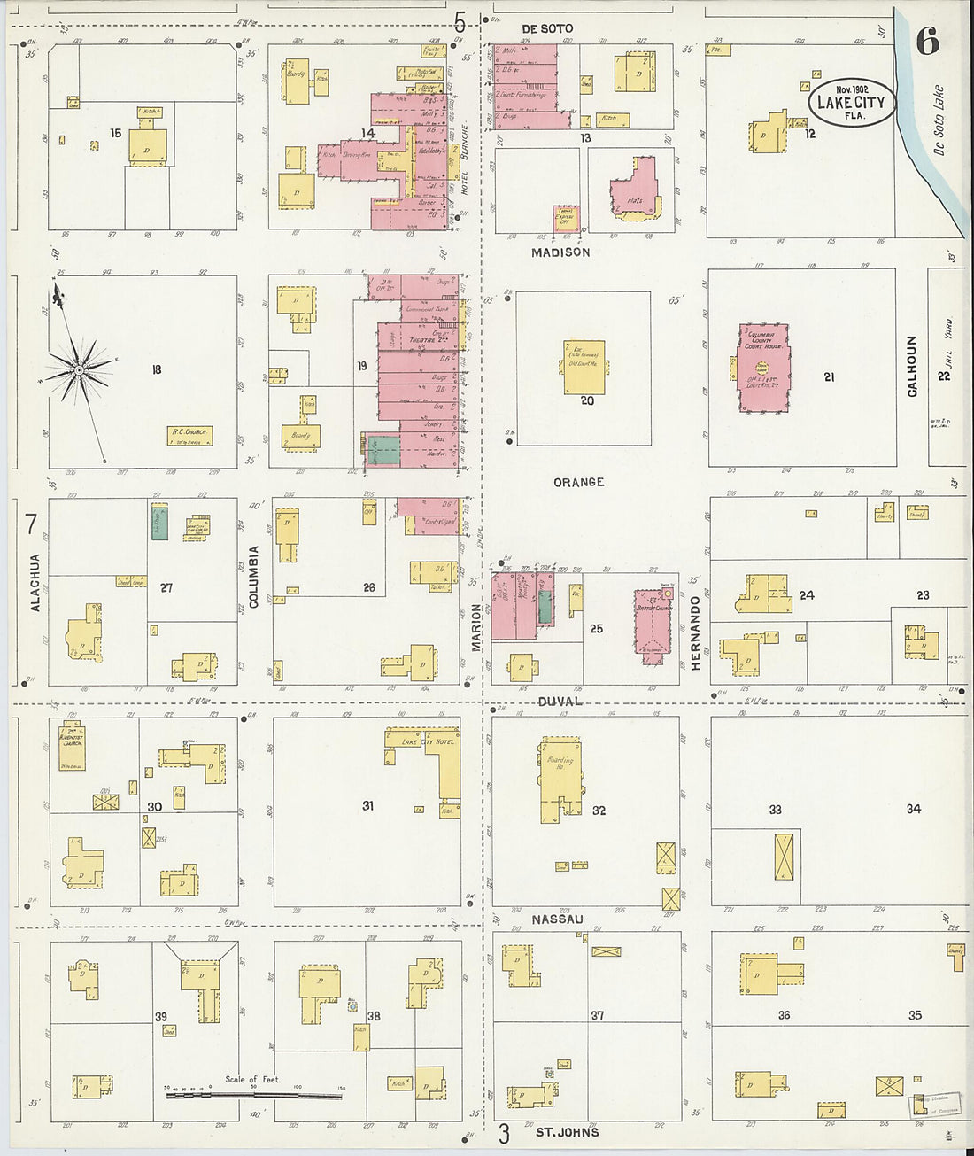 This old map of Lake City, Columbia County, Florida was created by Sanborn Map Company in 1902