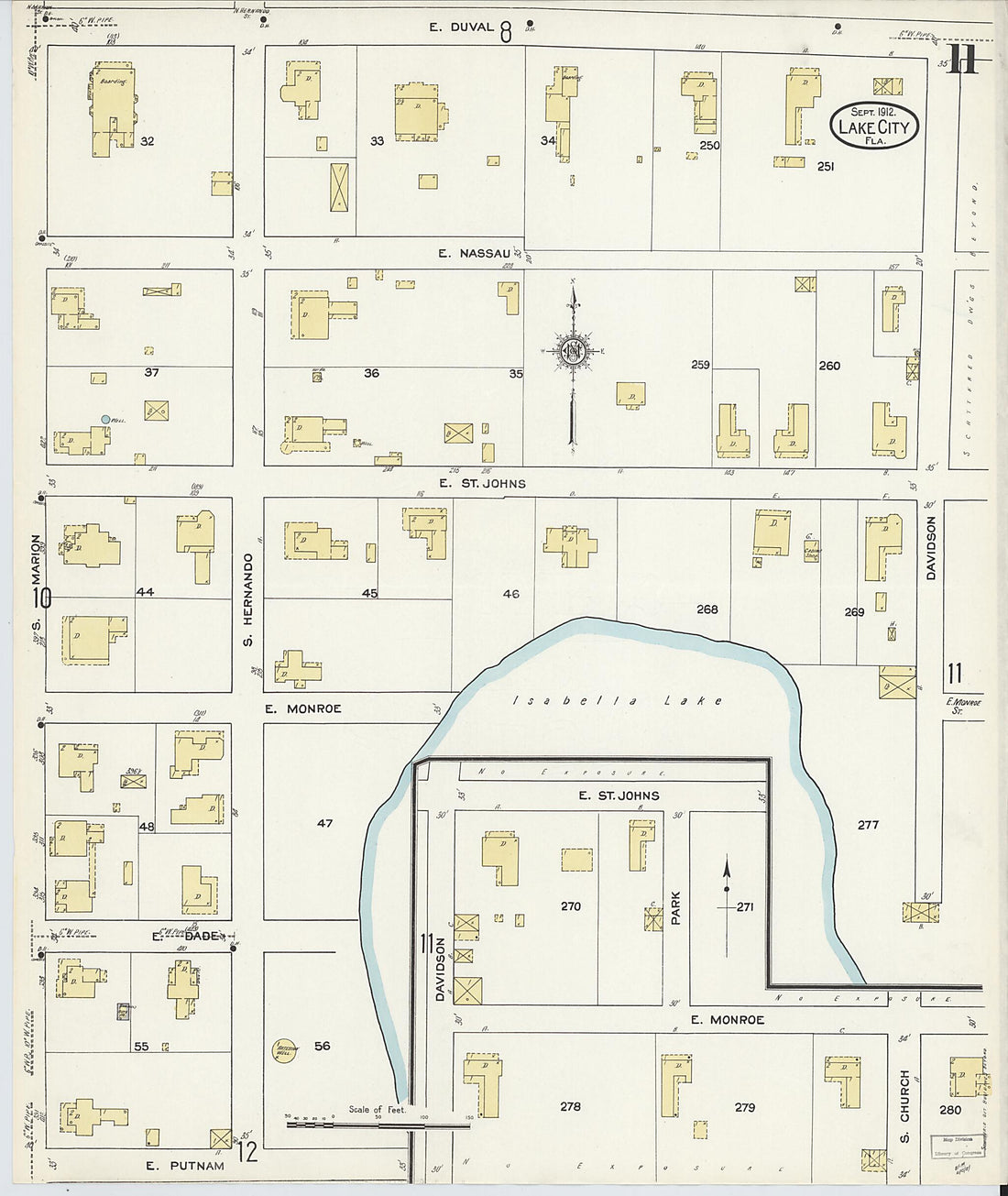 This old map of Lake City, Columbia County, Florida was created by Sanborn Map Company in 1912
