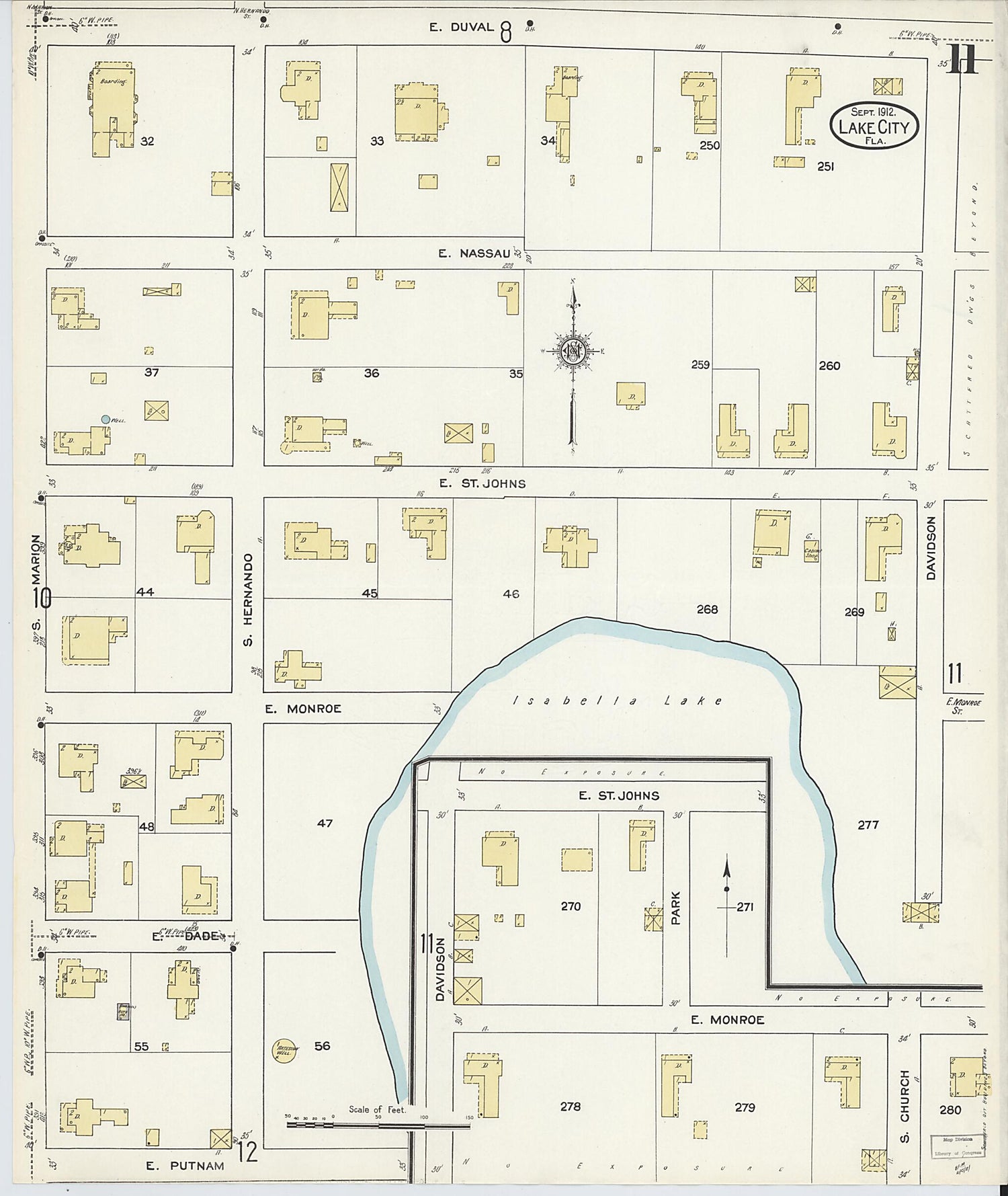 This old map of Lake City, Columbia County, Florida was created by Sanborn Map Company in 1912