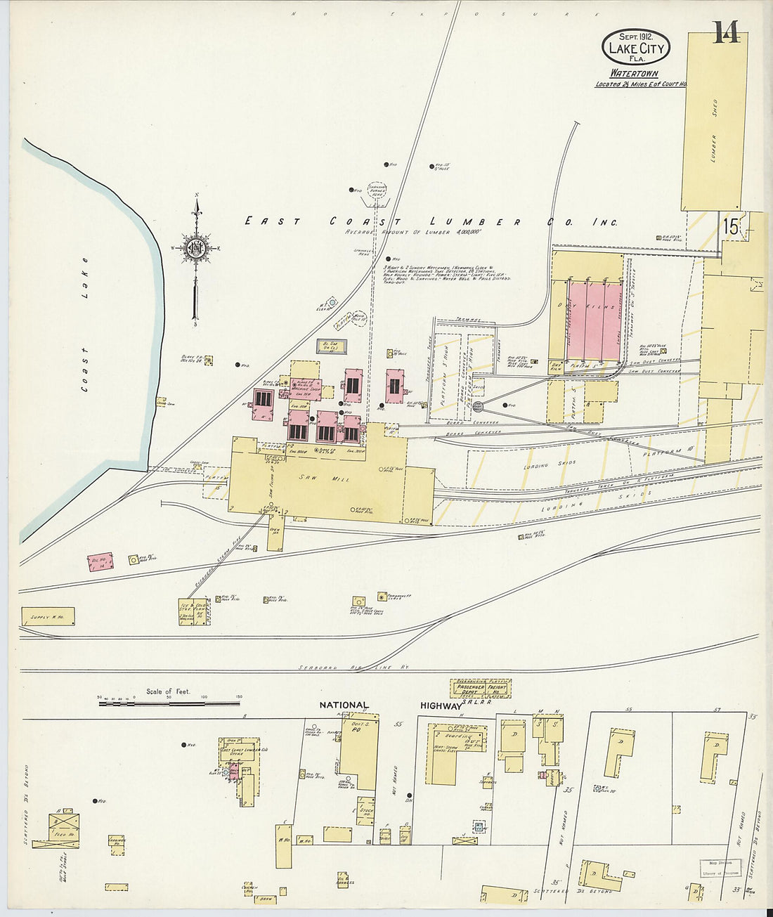 This old map of Lake City, Columbia County, Florida was created by Sanborn Map Company in 1912