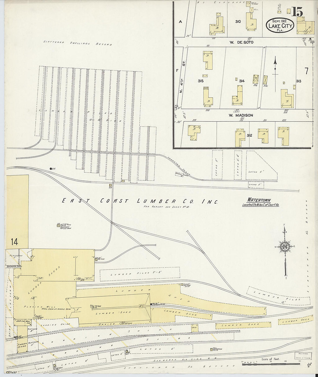 This old map of Lake City, Columbia County, Florida was created by Sanborn Map Company in 1912