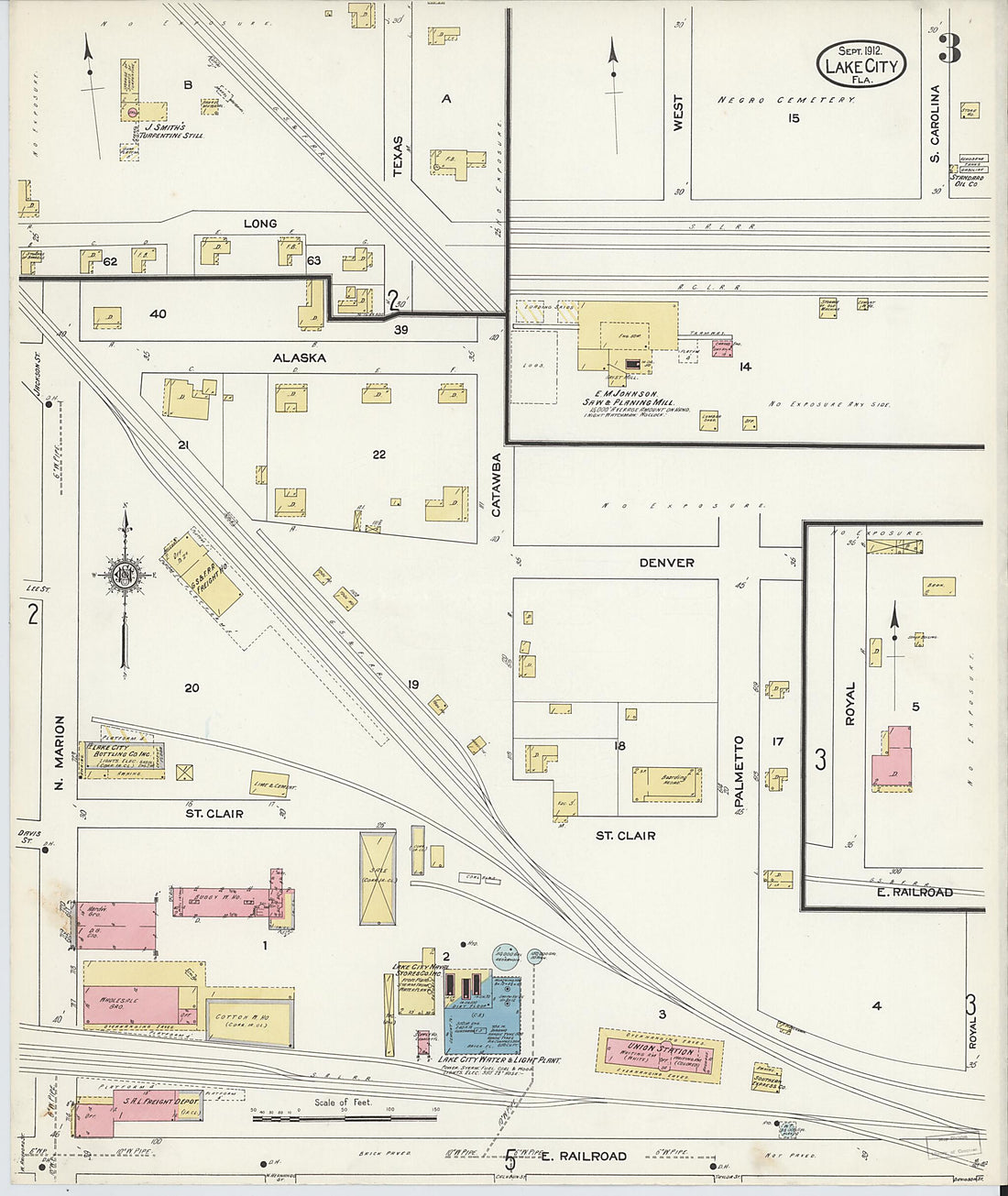 This old map of Lake City, Columbia County, Florida was created by Sanborn Map Company in 1912