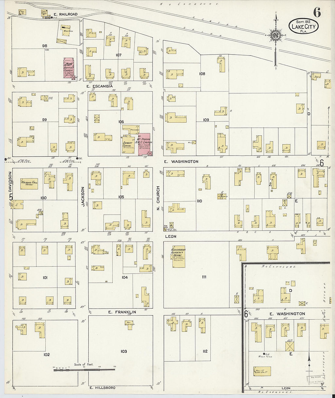 This old map of Lake City, Columbia County, Florida was created by Sanborn Map Company in 1912