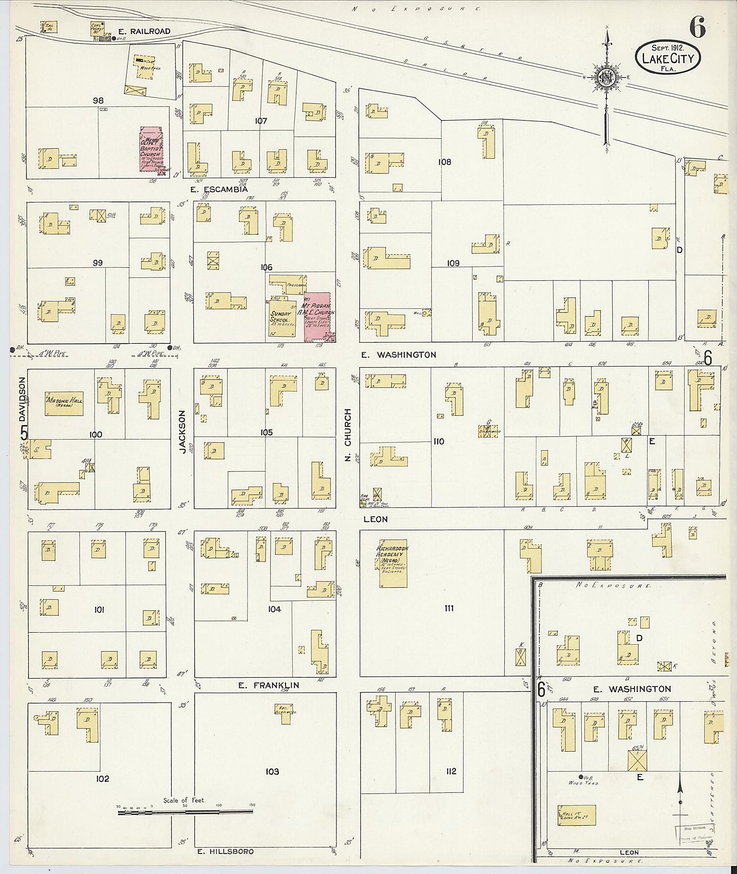 This old map of Lake City, Columbia County, Florida was created by Sanborn Map Company in 1912