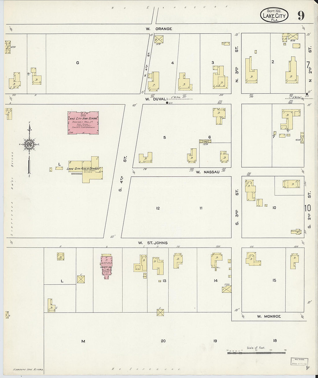This old map of Lake City, Columbia County, Florida was created by Sanborn Map Company in 1912