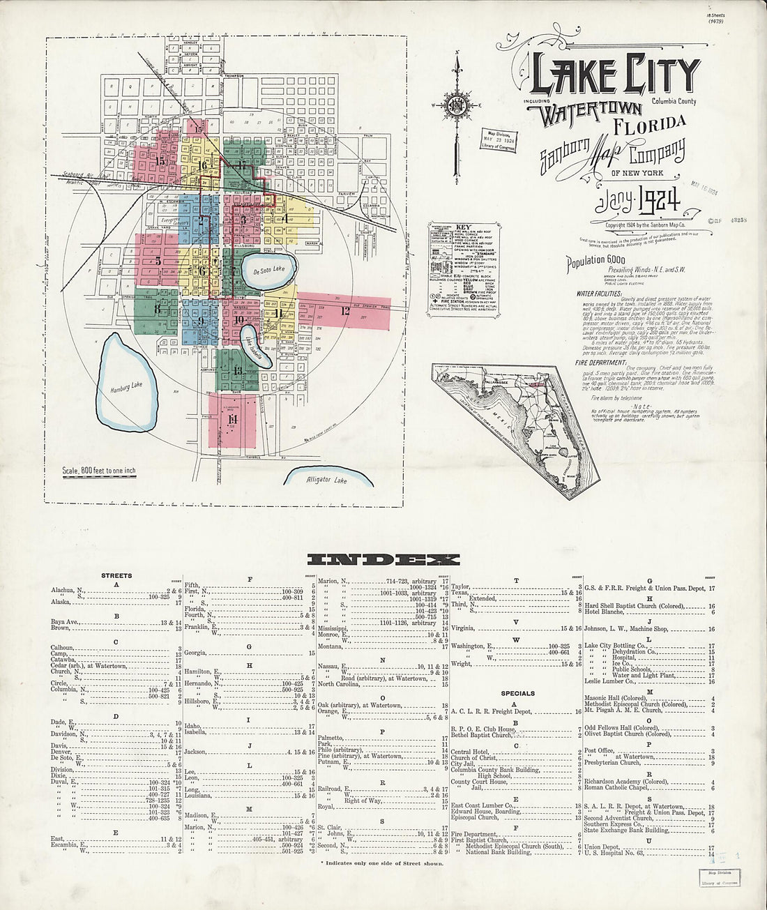 This old map of Watertown, Columbia County, Florida was created by Sanborn Map Company in 1924