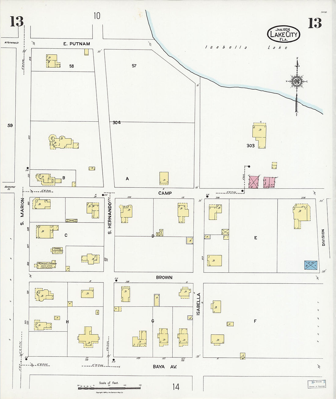 This old map of Watertown, Columbia County, Florida was created by Sanborn Map Company in 1924