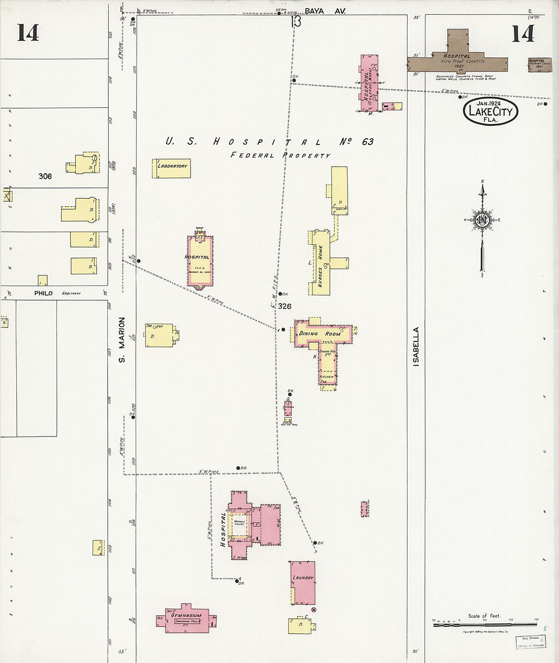 This old map of Watertown, Columbia County, Florida was created by Sanborn Map Company in 1924