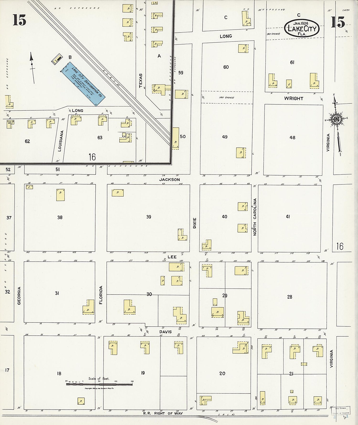 This old map of Watertown, Columbia County, Florida was created by Sanborn Map Company in 1924
