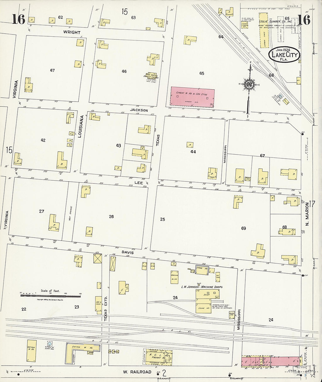 This old map of Watertown, Columbia County, Florida was created by Sanborn Map Company in 1924