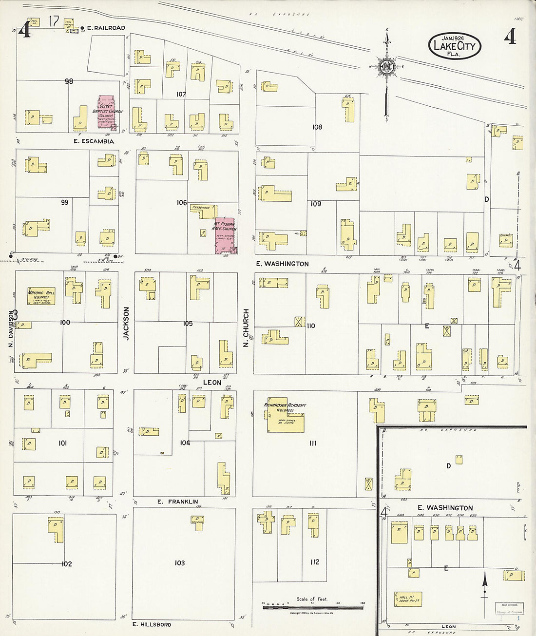 This old map of Watertown, Columbia County, Florida was created by Sanborn Map Company in 1924
