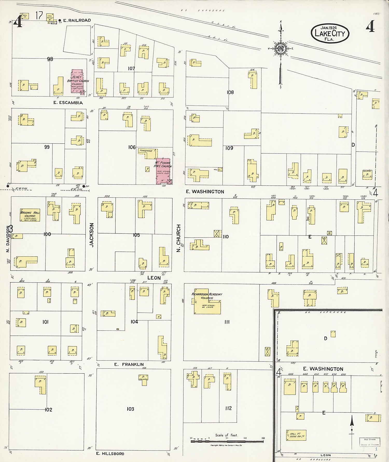 This old map of Watertown, Columbia County, Florida was created by Sanborn Map Company in 1924