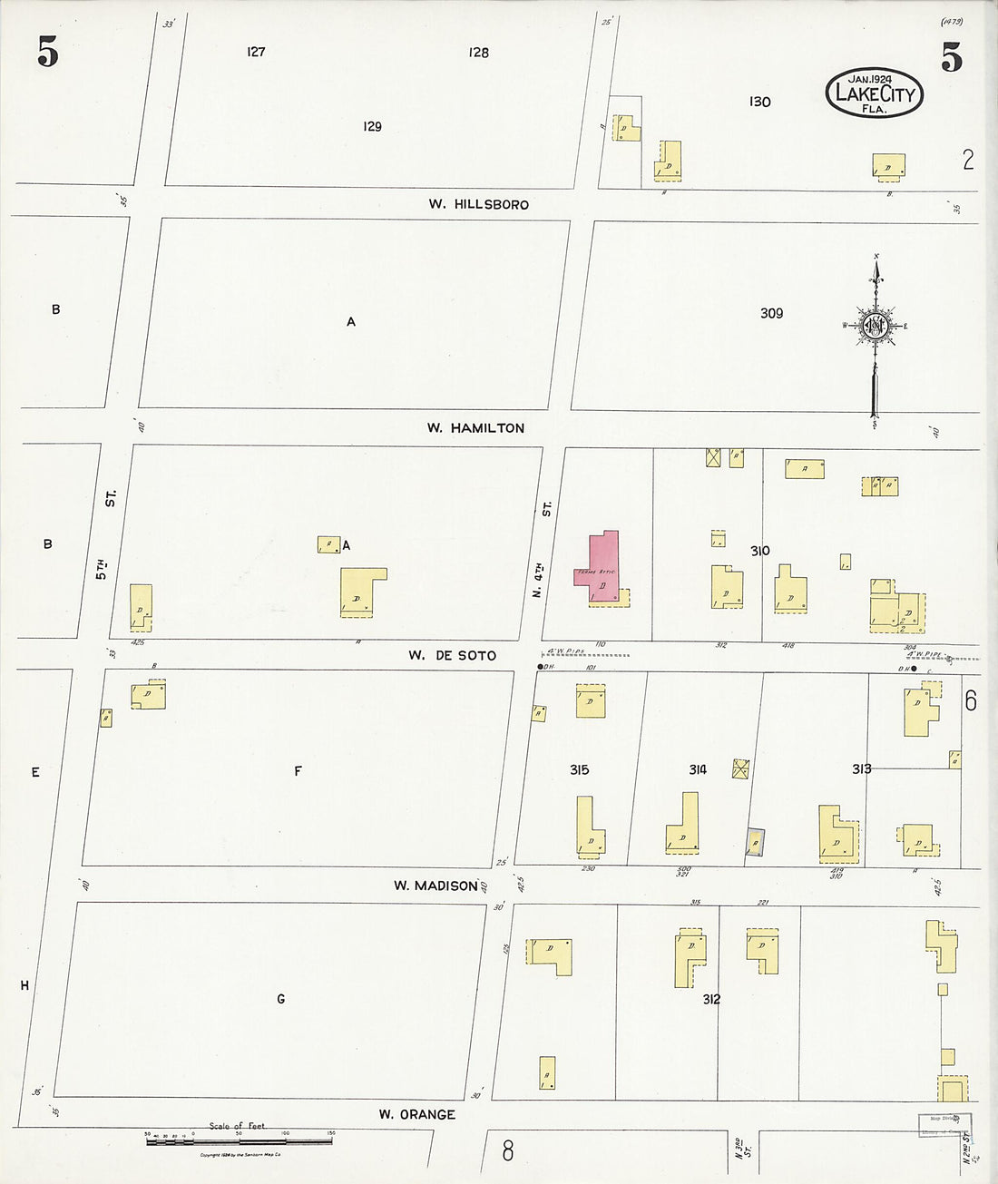 This old map of Watertown, Columbia County, Florida was created by Sanborn Map Company in 1924