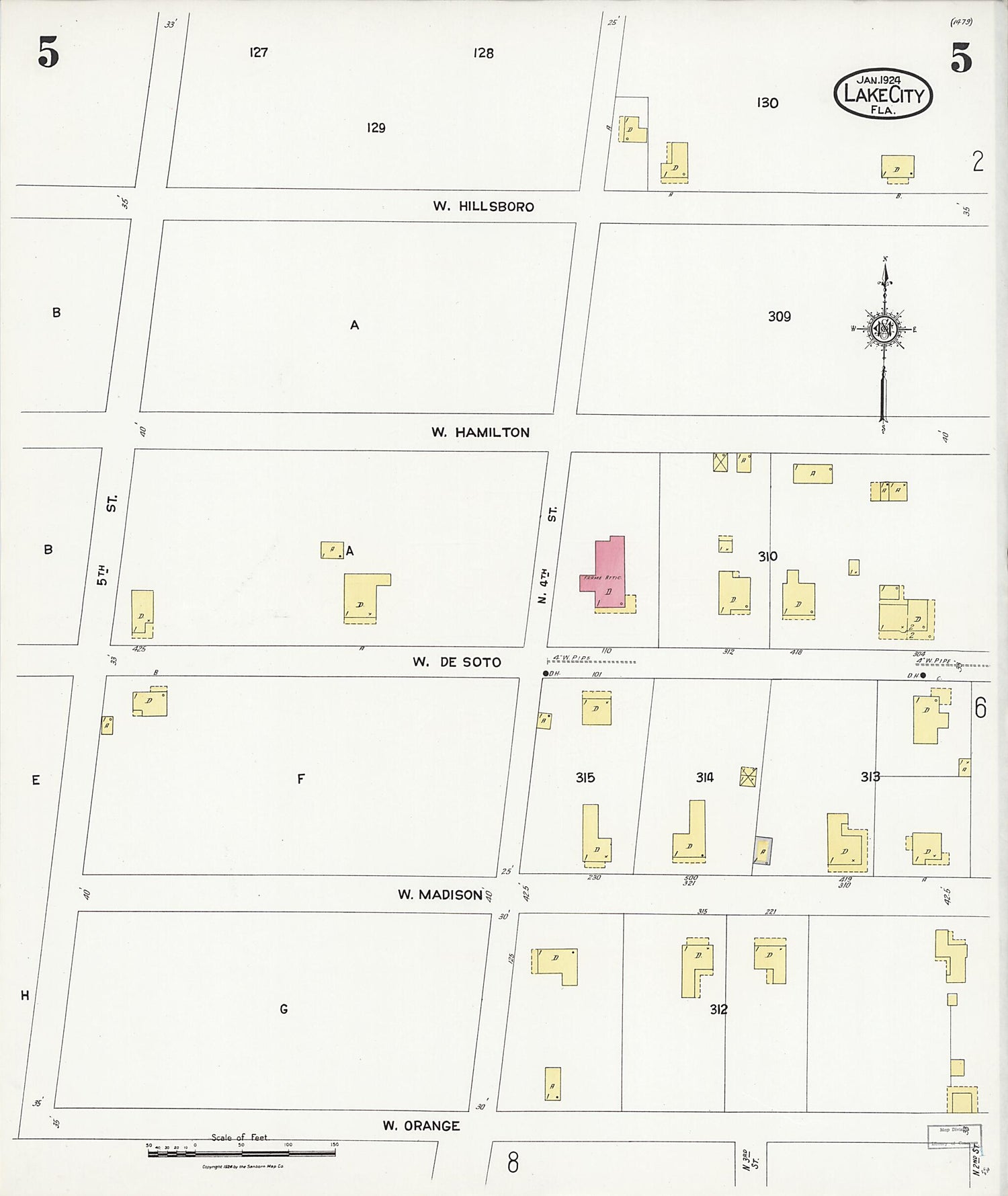 This old map of Watertown, Columbia County, Florida was created by Sanborn Map Company in 1924