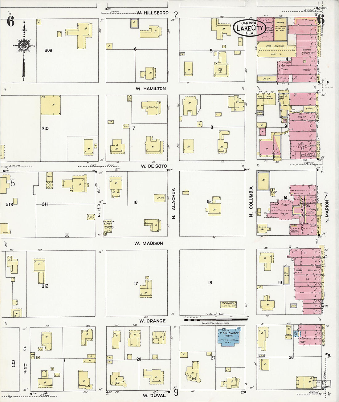 This old map of Watertown, Columbia County, Florida was created by Sanborn Map Company in 1924