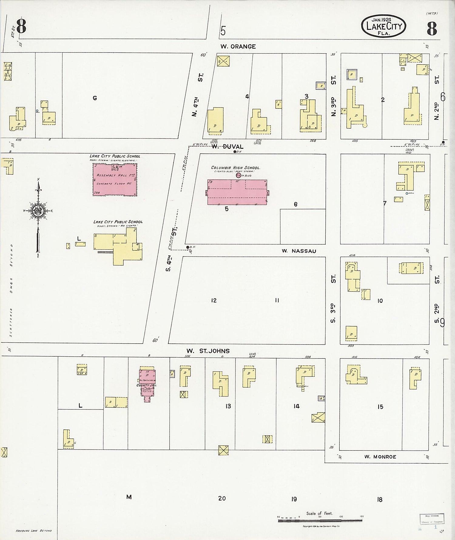 This old map of Watertown, Columbia County, Florida was created by Sanborn Map Company in 1924
