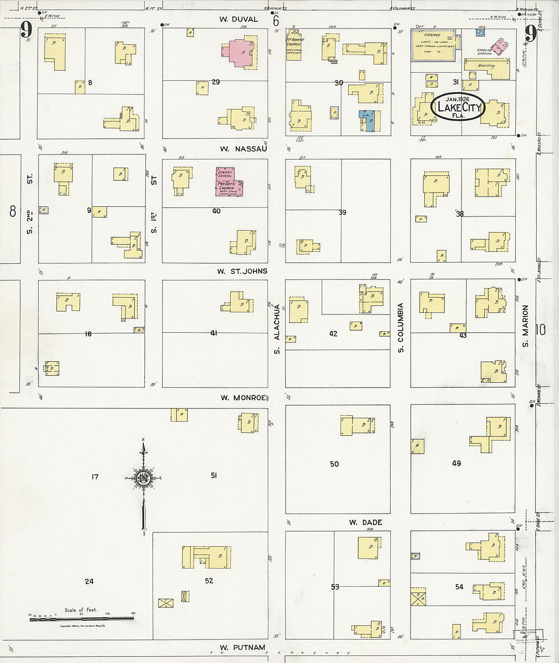 This old map of Watertown, Columbia County, Florida was created by Sanborn Map Company in 1924