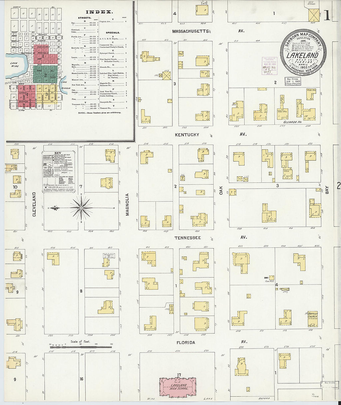 This old map of Lakeland, Polk County, Florida was created by Sanborn Map Company in 1903