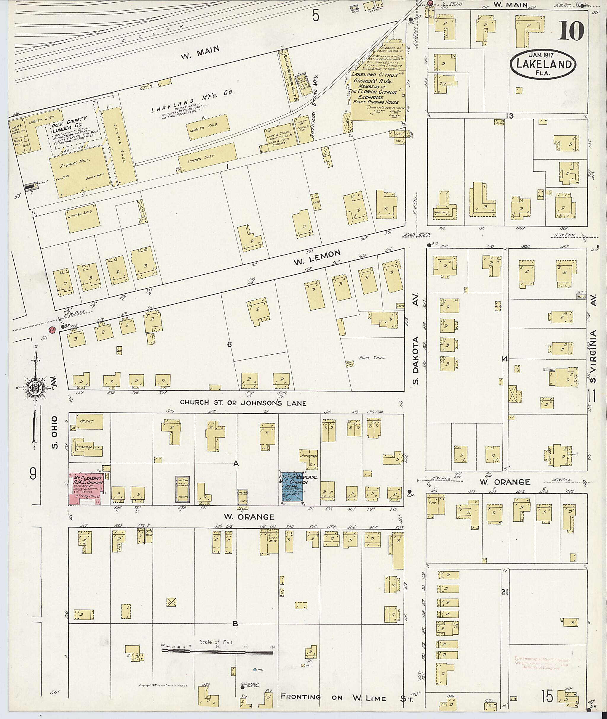 Lakeland, Polk County, Florida 1917 (Sheet 10 of 17) by Relic Map Company