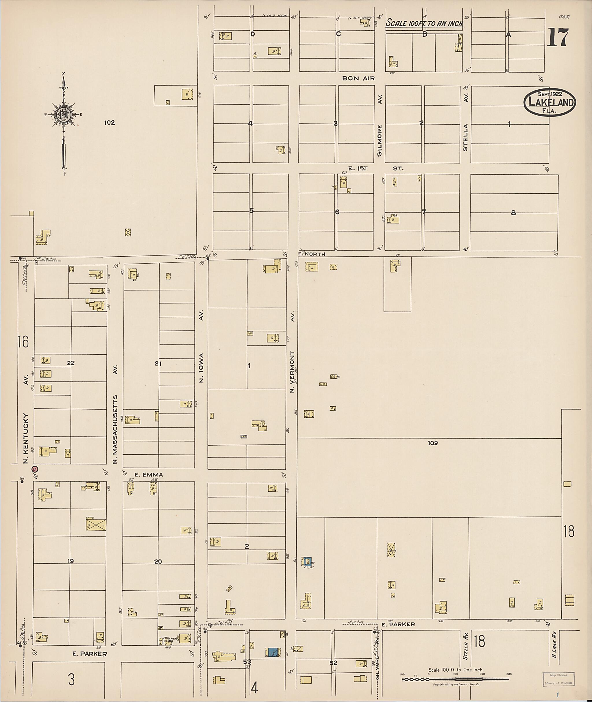 Lakeland, Polk County, Florida 1922 (Sheet 17 of 29) by Relic Map Company