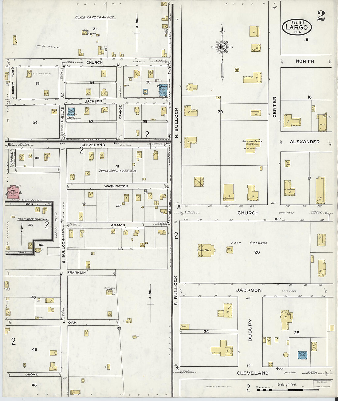 This old map of Largo, Pinellas County, Florida was created by Sanborn Map Company in 1917